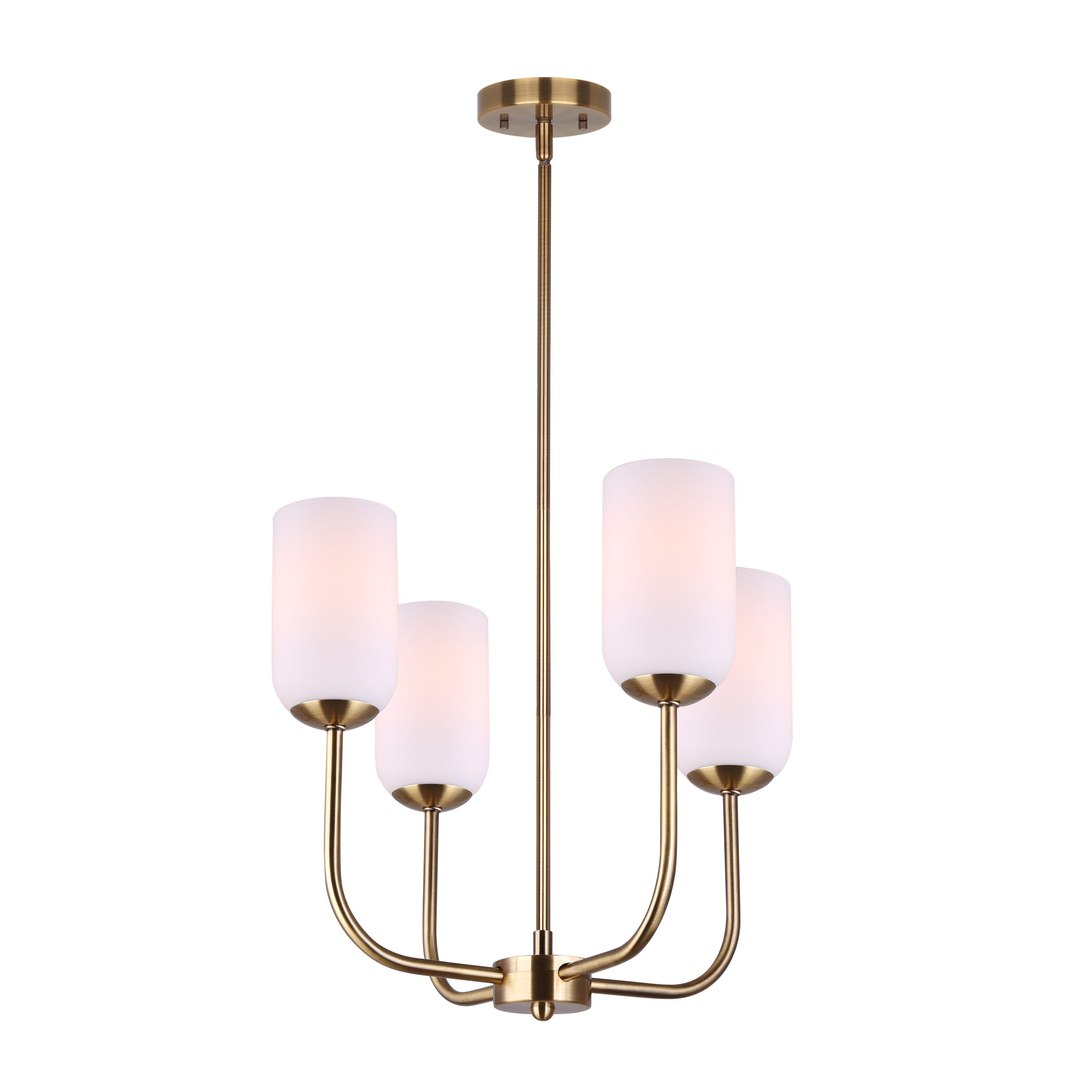 Canarm ICH1130A04GD NOVALEE 4 -Light Satin Gold Transitional For Use in Bedrooms, Dining Rooms, Foyers, Kitchens, Living Rooms Chandelier