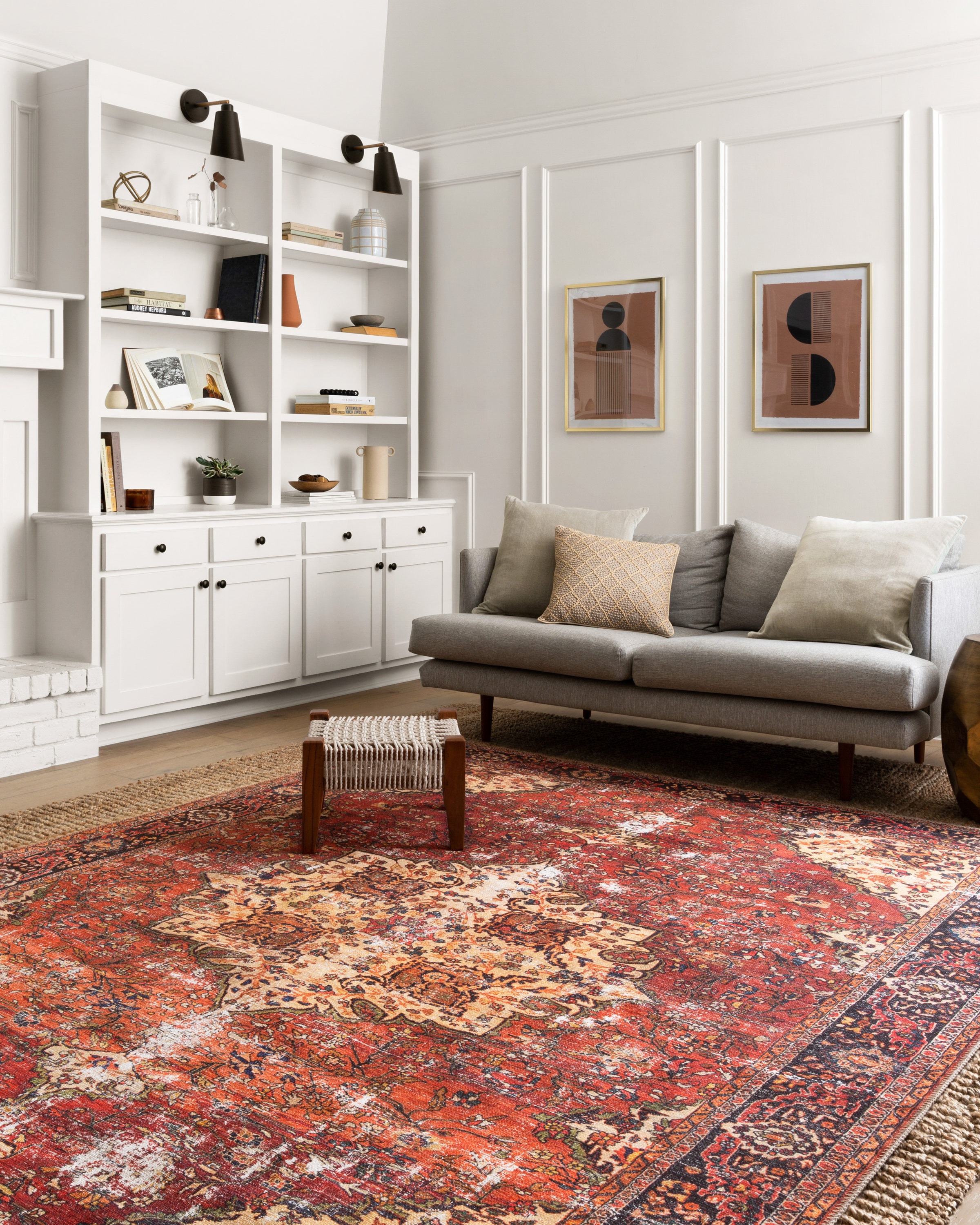 Loloi II LORELQ-07RENV2339 Loren 2 x 4 (ft) Loomed Polyester Red / Navy Rectangular Indoor Distressed/Overdyed Oriental Area rug
