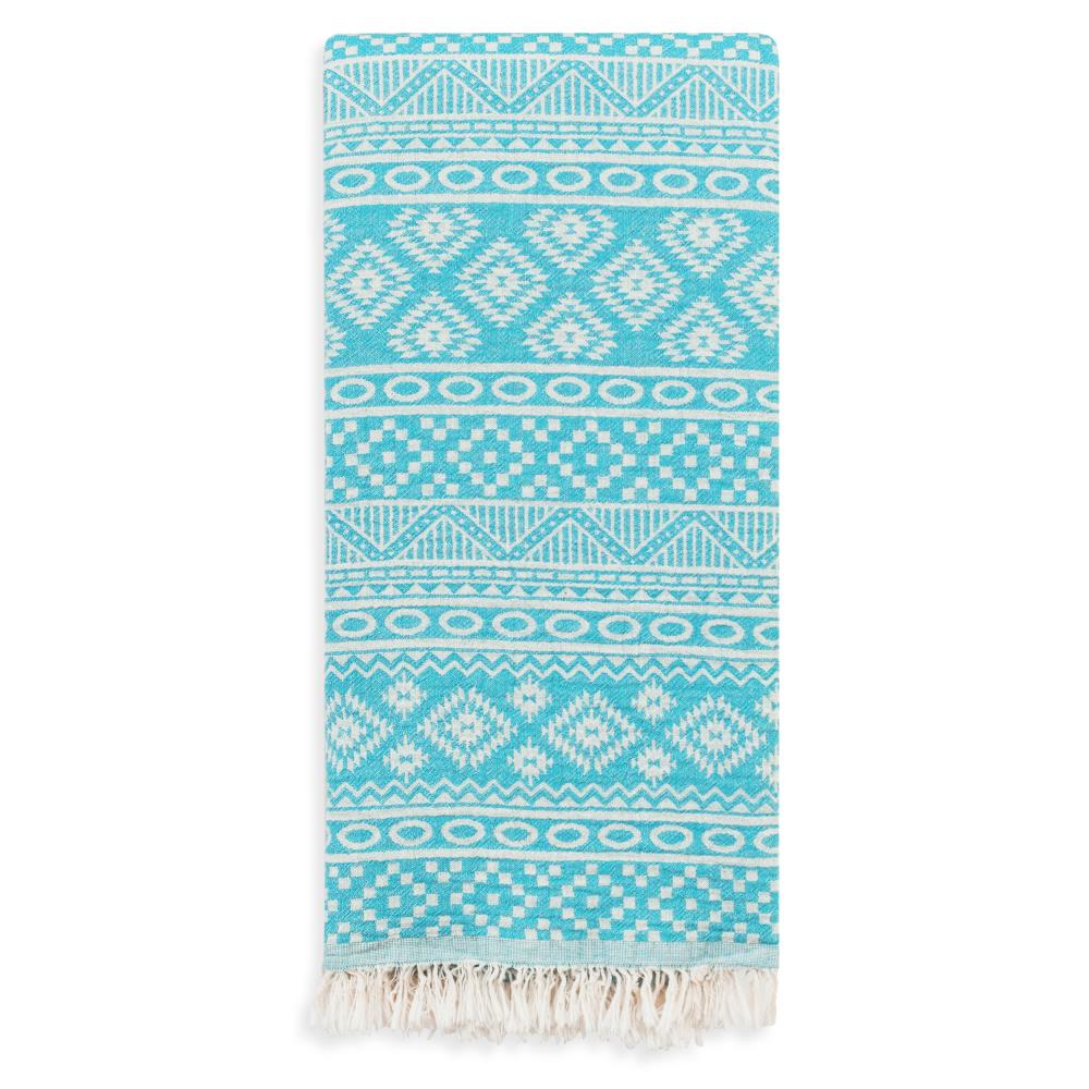 2pc Turkish Cotton Sea Breeze Pestemal Beach Towel Turquoise