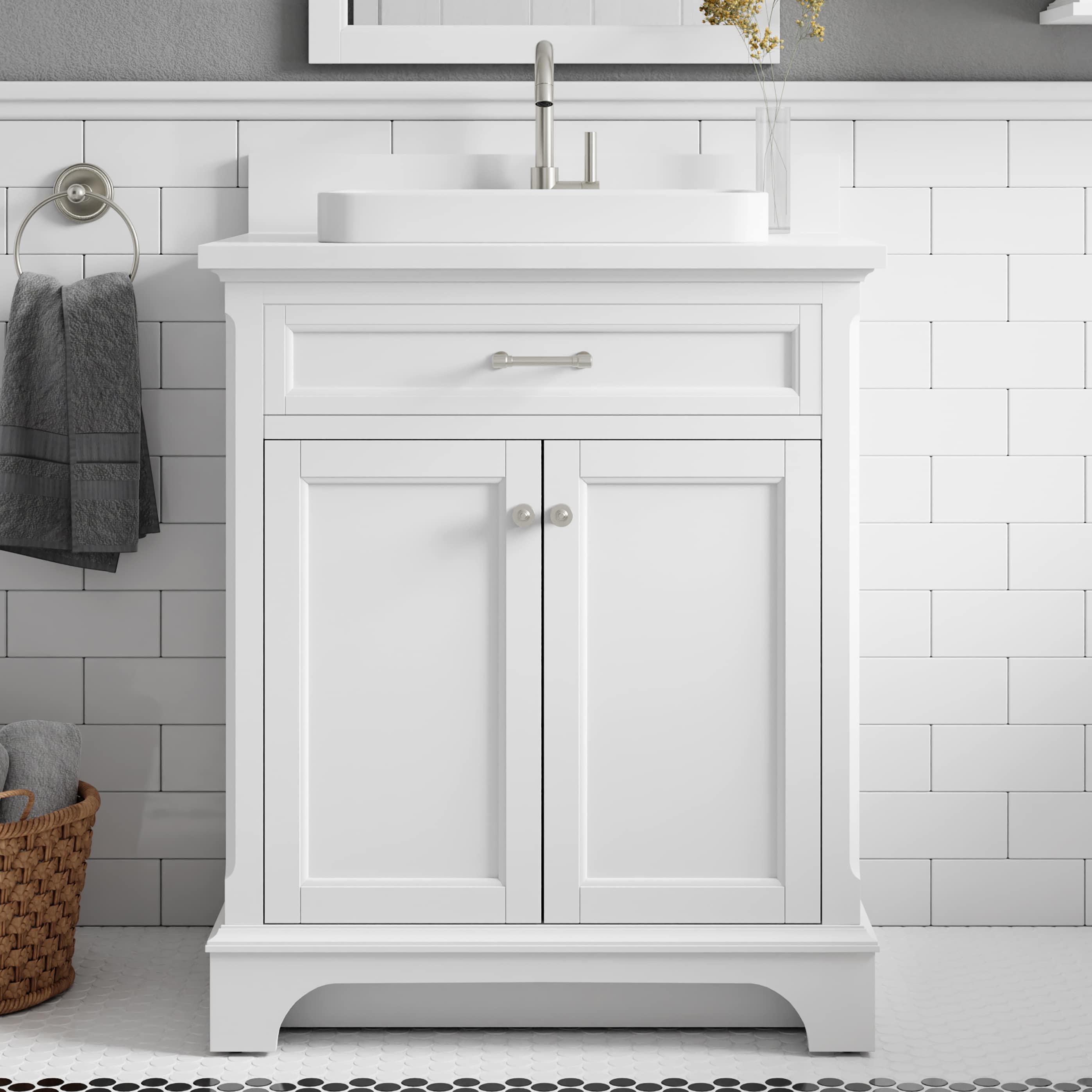 allen + roth Roveland 30-in White Semi-recessed Single Sink Bathroom ...