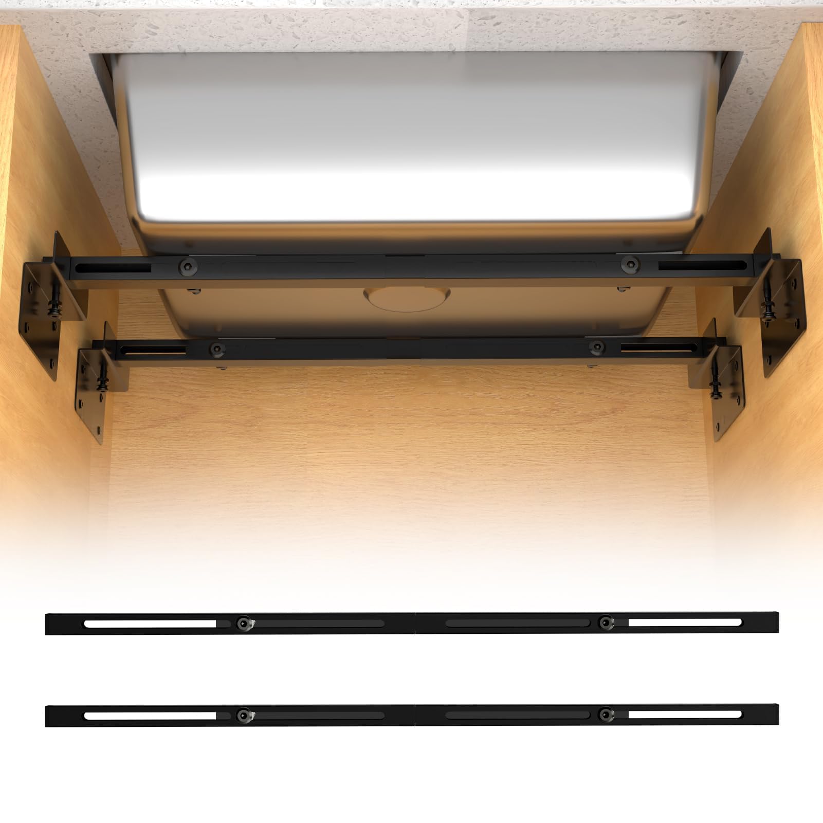 UUDULY  Heavy Duty Undermount Sink Brackets Kitchen Sink Installation Parts Kit Adjustable Carbon Steel Support for Kitchen Sinks 28 to 39.4