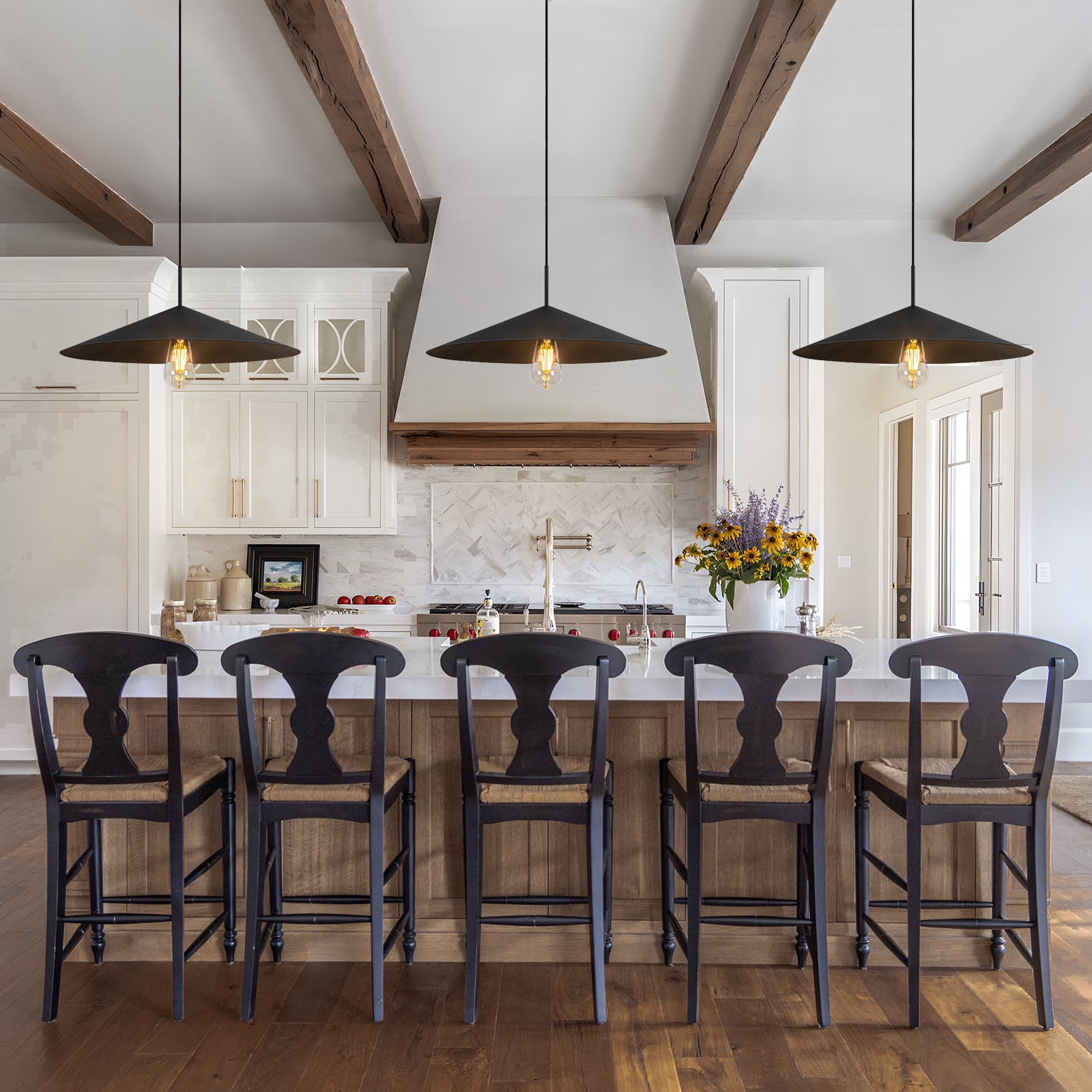 EDISLIVE Black Industrial Cone Led, Large Hanging Kitchen