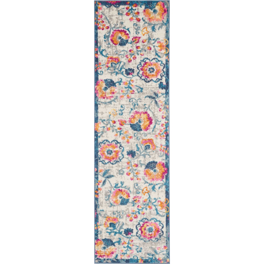 HomeRoots 4000385486 2 x 8 (ft) Polypropylene Ivory Rectangular Indoor Floral Runner rug