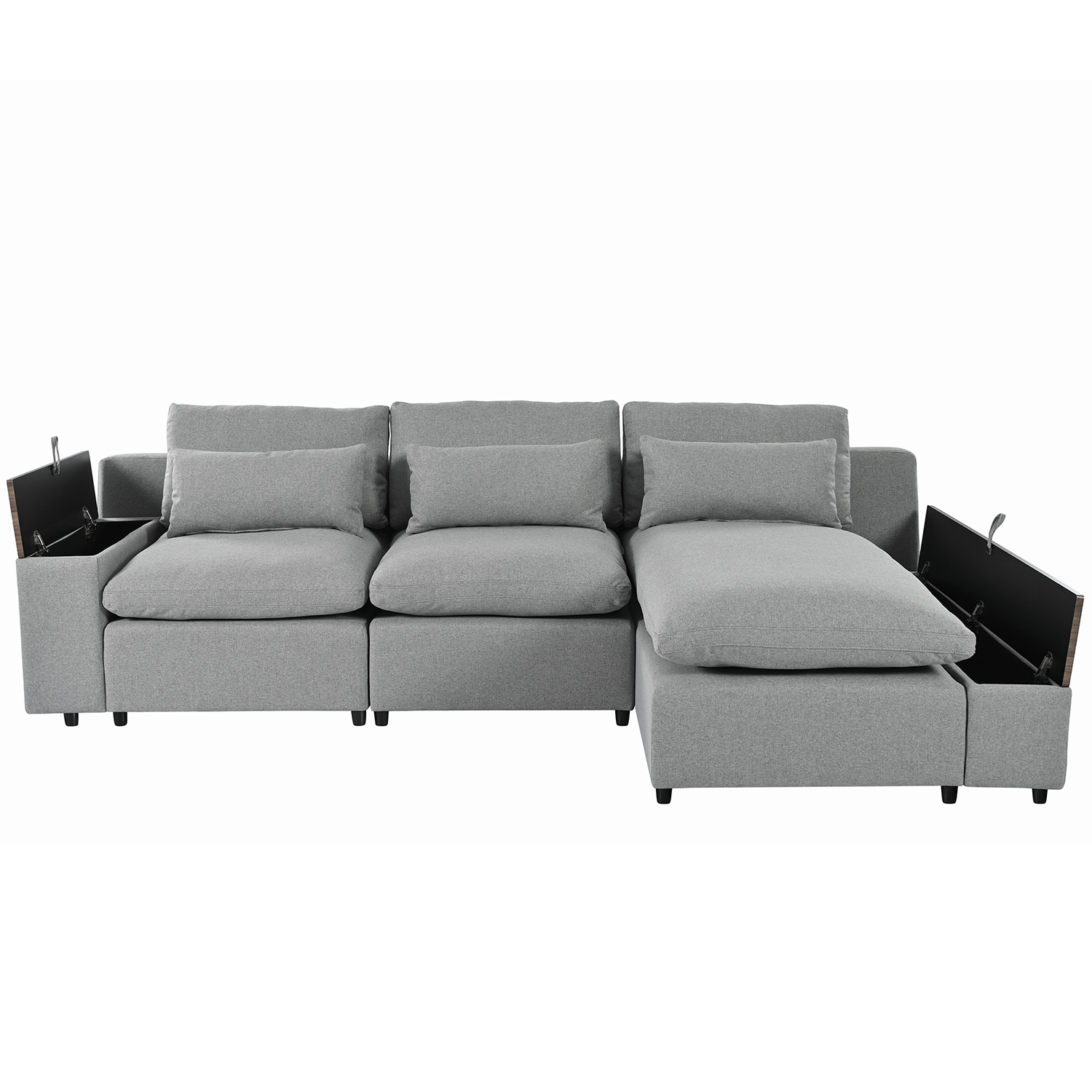 SINOFURN SYA370149BG 109.8-Inches Modern Gray 3 -seater Reclining Sectional