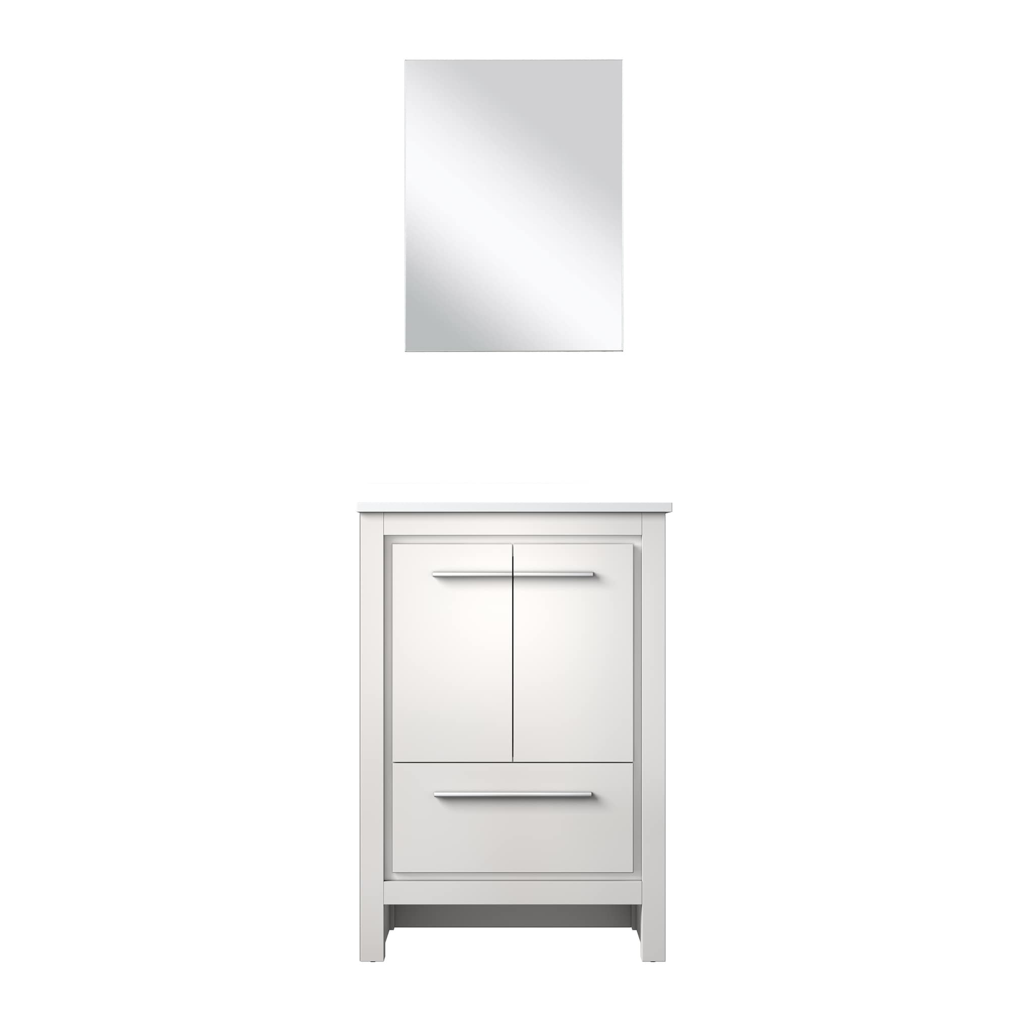 Lexora LVSCSH24SW210 Scotshire 24-in White Undermount Single Sink Bathroom Vanity with White Quartz Top (Mirror Included)