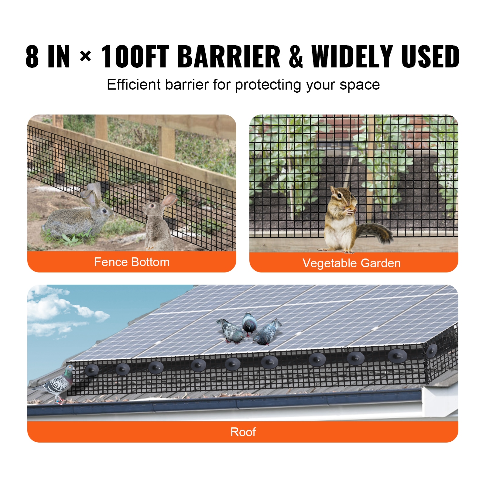 GIVIMO 8-in W x 100-ft L Solar Panel Bird Guard Mesh Roll Kit with 70 ...