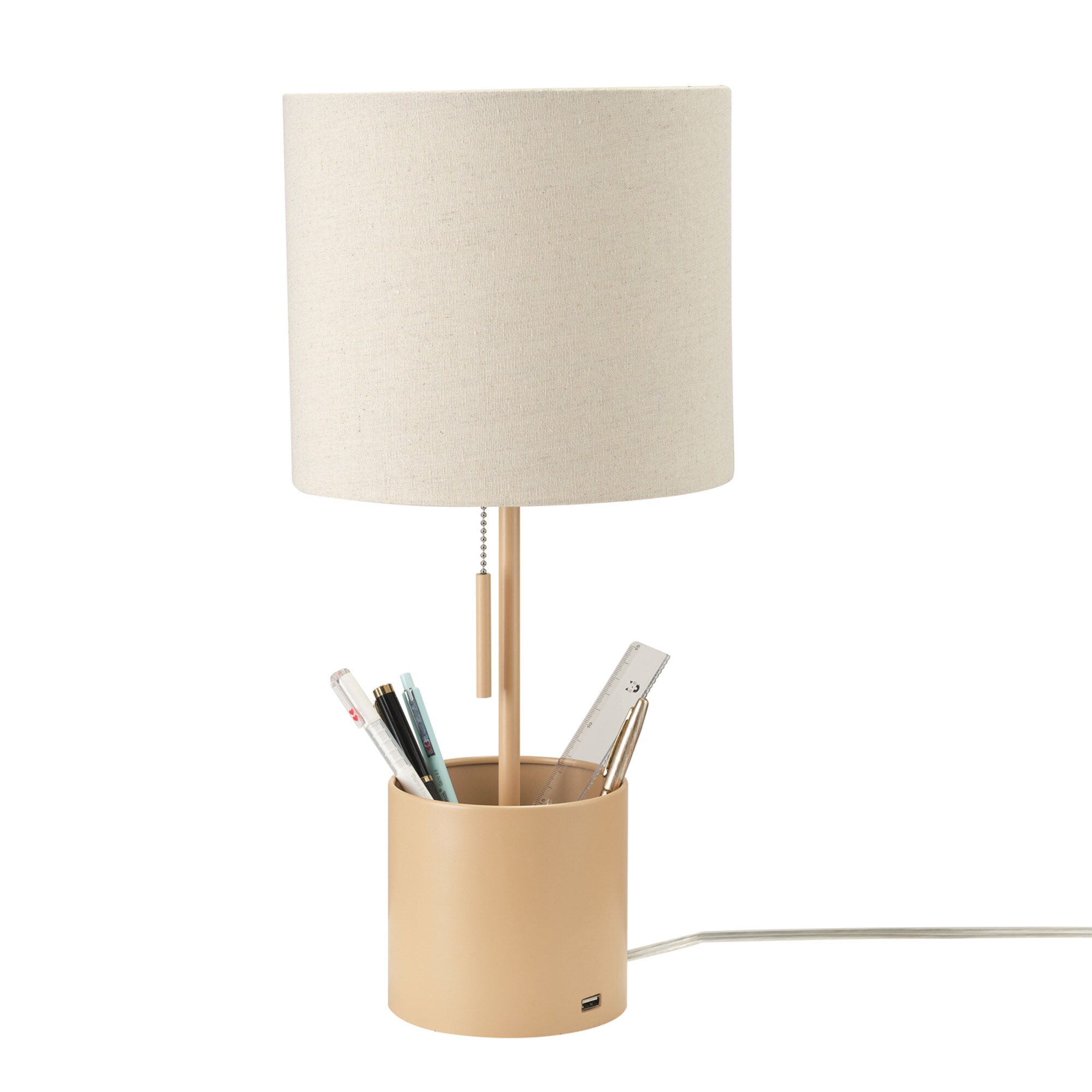 Globe Electric 19-in Matte Pale Terracotta Table Lamp with Fabric Shade in  the Table Lamps department at 