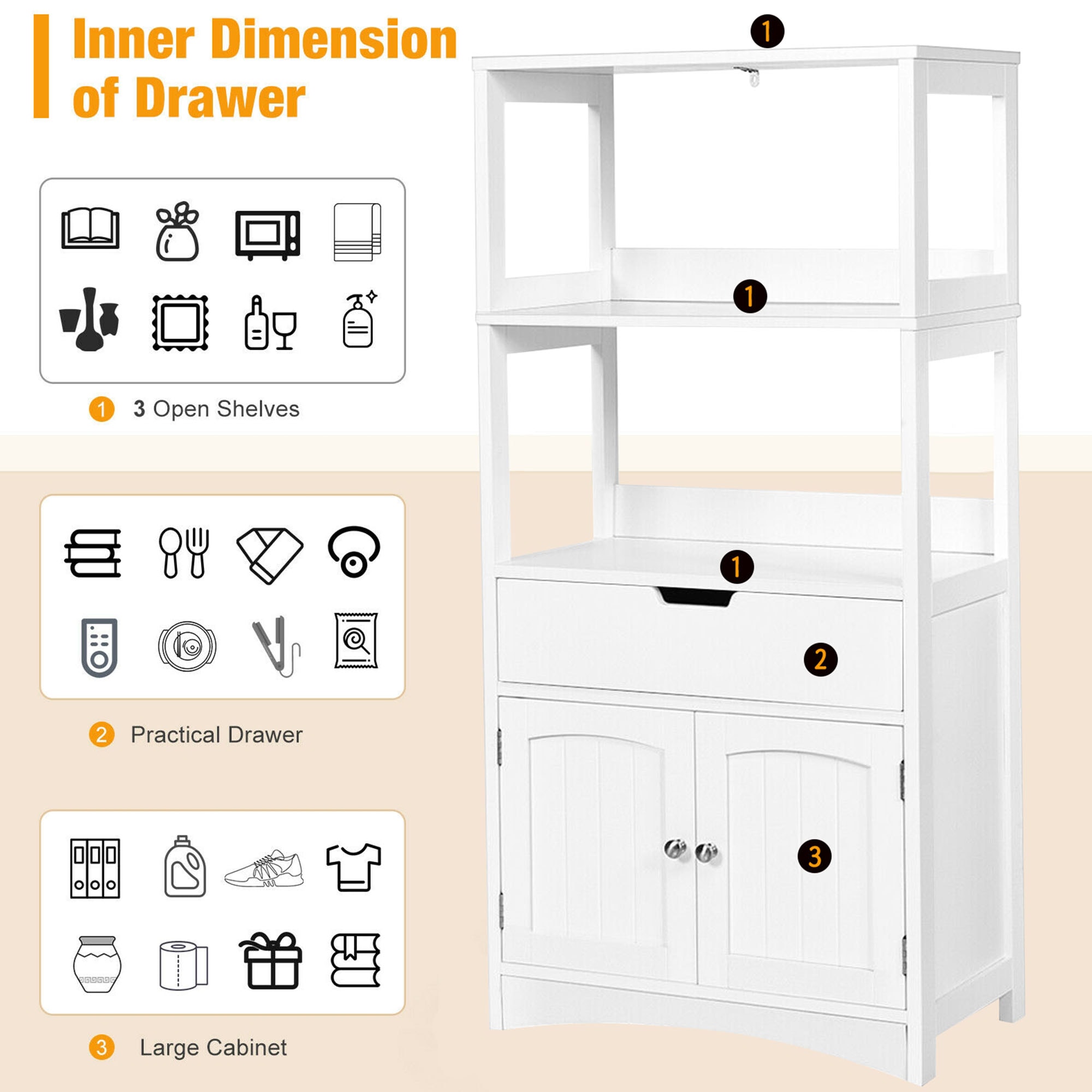 WELLFOR OUJ66295WH Linen-Cabinets - View #4