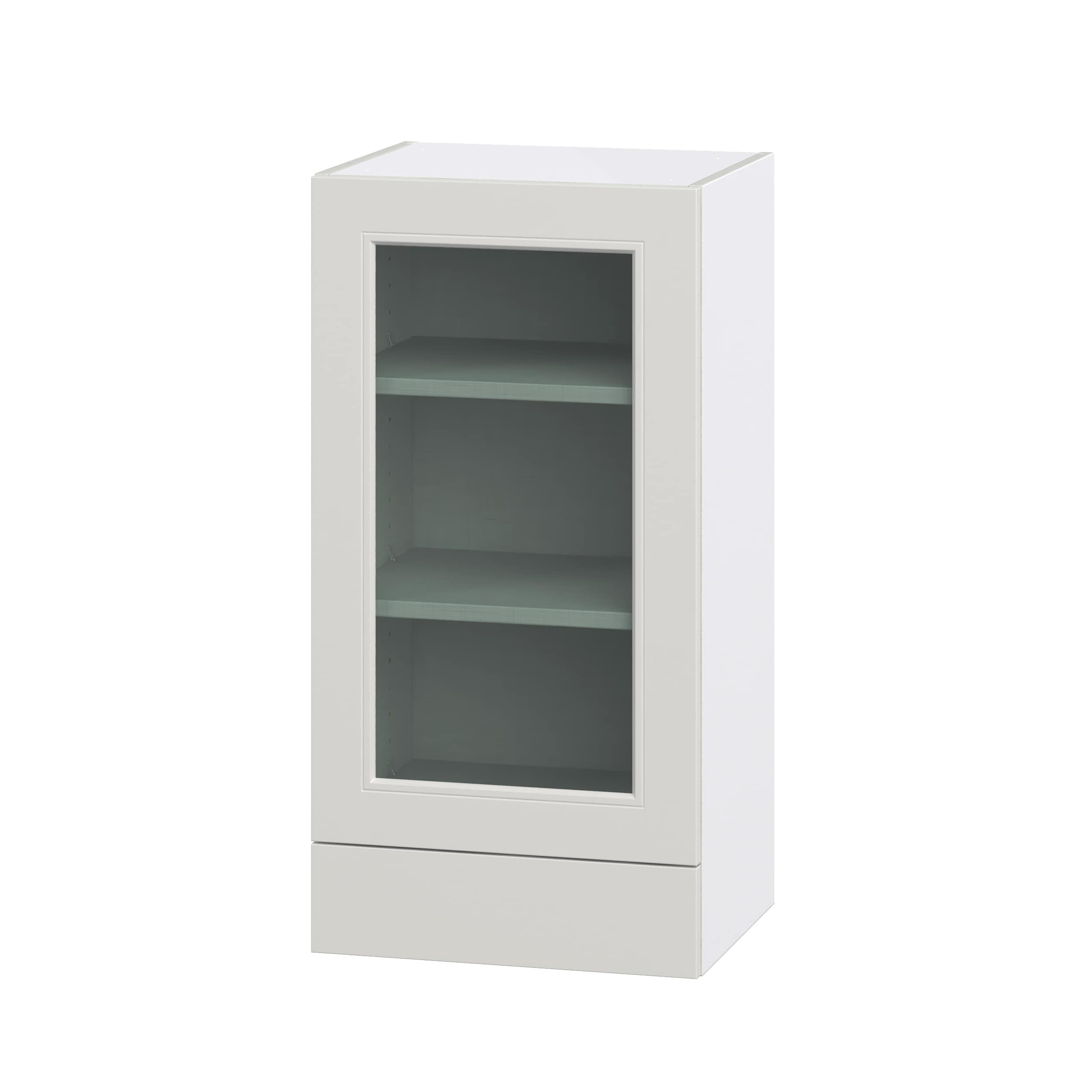 Hugo&Borg DSWG1835A(L/R)-BE Belcourt 18-in W x 35-in H x 14-in D Painted Light Gray Wall Fully assembled Cabinet (Recessed Panel Glass)