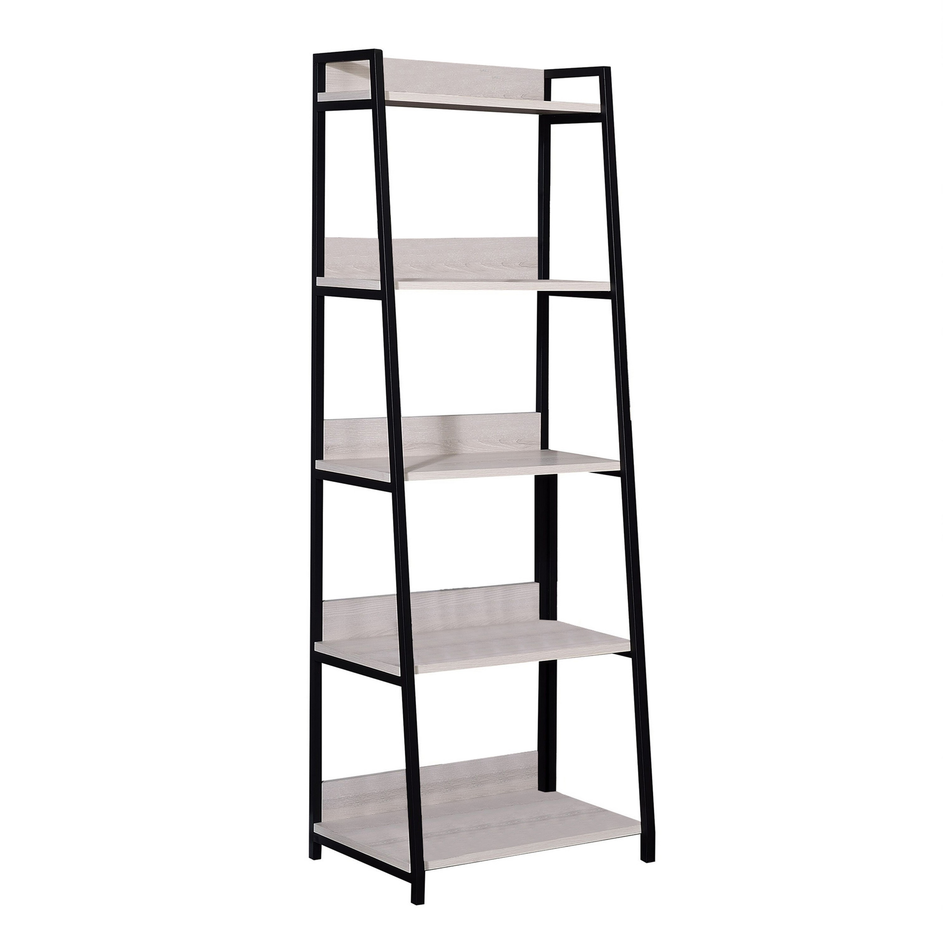 Benzara BM211104 White and Black Metal 5-Shelf Bookcase (16-in W x 67-in H x 16-in D)
