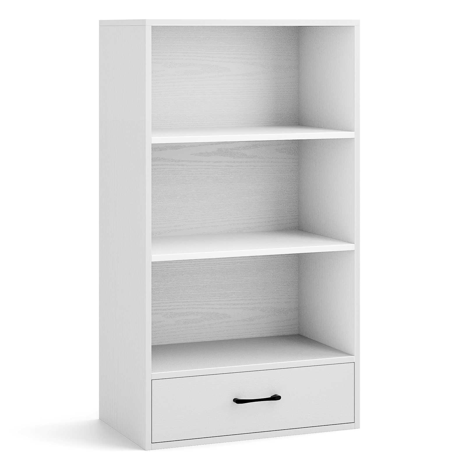 Slickblue D-CO-HW56601VJ 4-Shelf Storage Bookcase with Drawer 24L x 15W x 42.5H for Living Room Bedroom or Office - Multiple Color Option