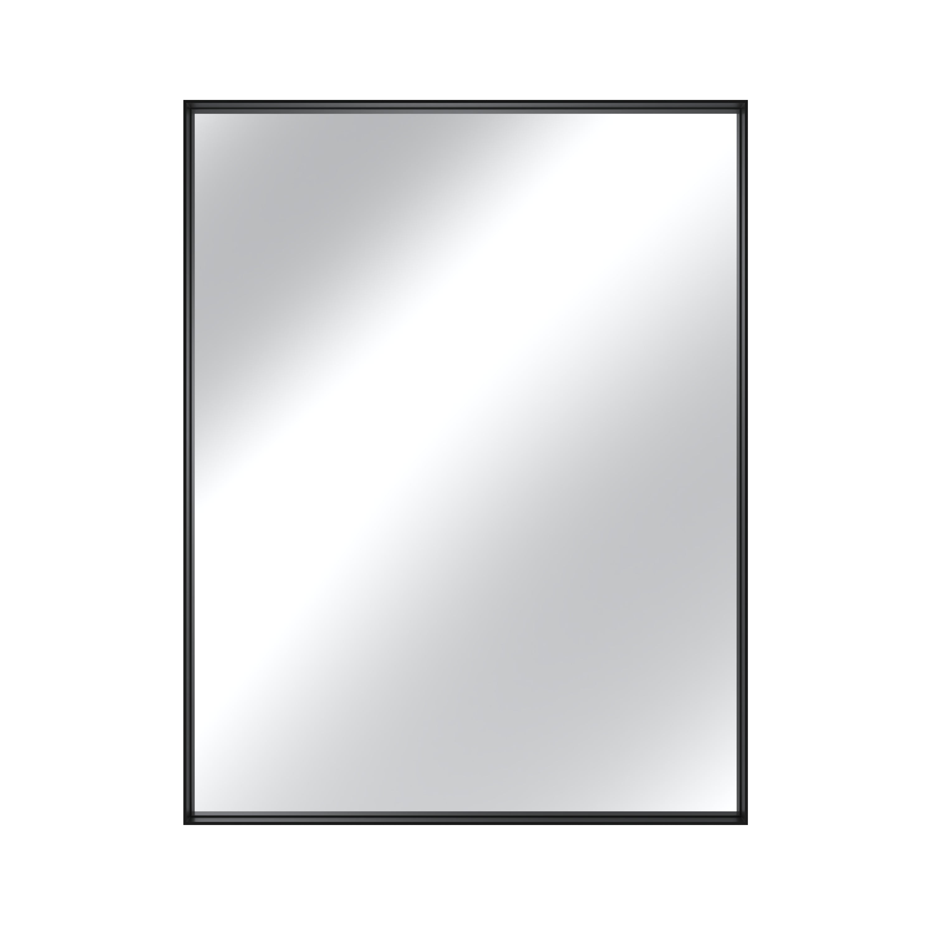 Vanityfus  28-in W 36-in H Rectangle Framed Wall-Mounted Bathroom Vanity Mirror in sliver ( Matte Black )