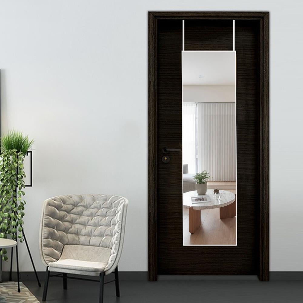 Dovelina 16-in W x 55-in H White Framed Door Mirror in the