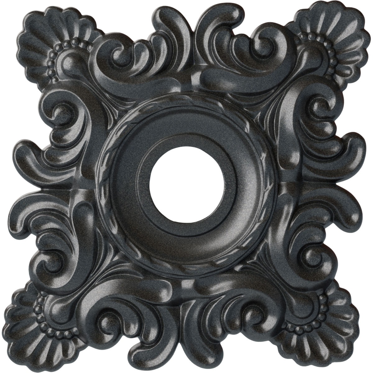 Ekena Millwork CM18CRPES Crawley 18-in W x 18-in L Painted Pewter Polyurethane Whole Ceiling Medallion
