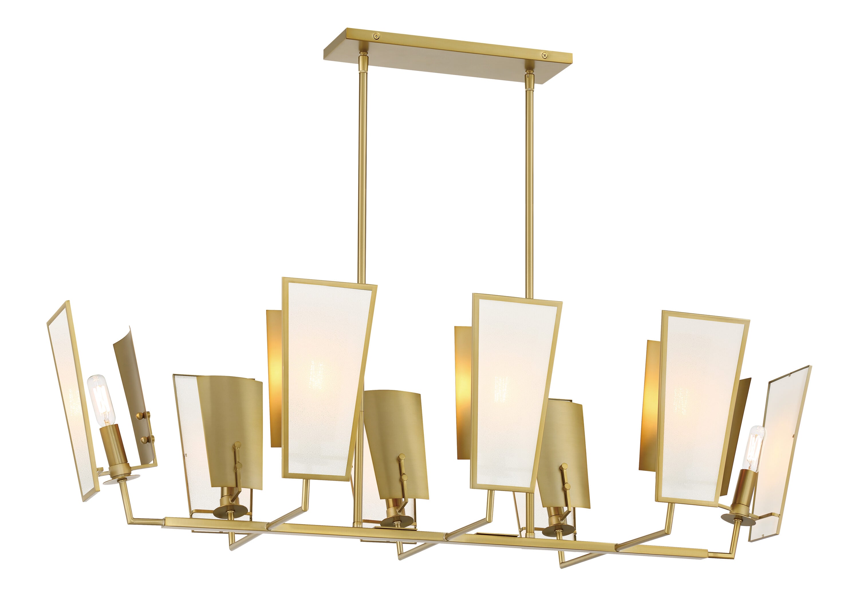 Soft Brass 8-Light Glass Island Pendant