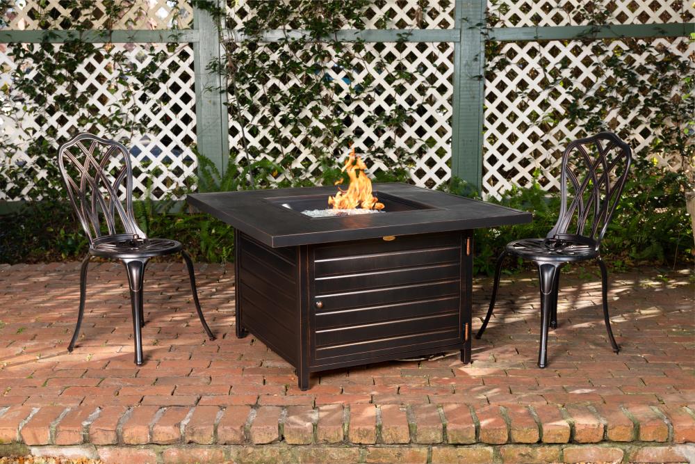 Antique Bronze Square Aluminum Gas Fire Pit Table