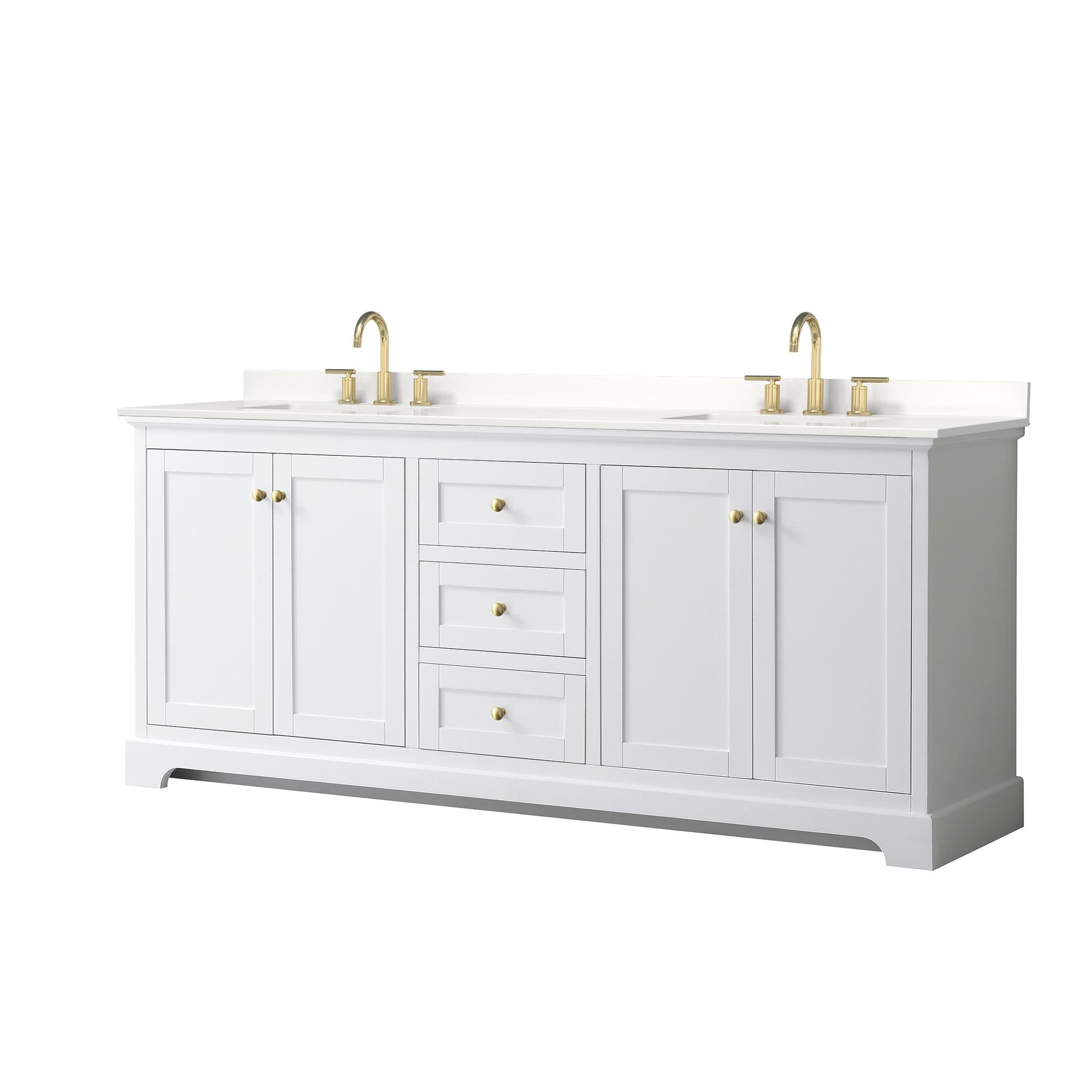 Wyndham Collection Avery 80-in White Undermount Double Sink Bathroom Vanity with White Quartz Quartz Top