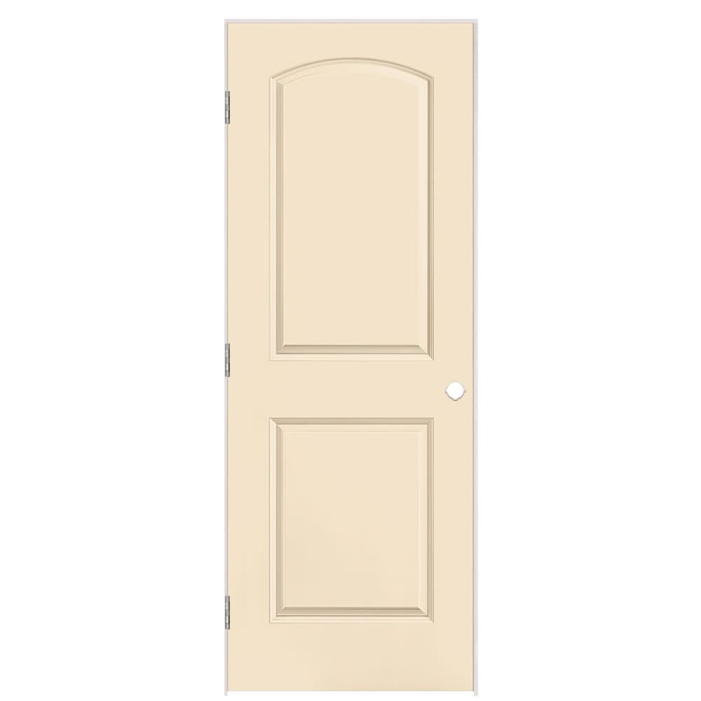 Masonite 1317779 30-in x 80-in Cream N Sugar Solid core 2-panel round top Right hand Smooth Prefinished Molded composite Flat Jamb Single Prehung Interior Door