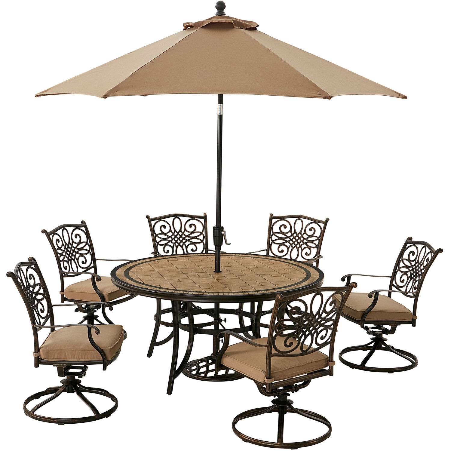 Hanover MONDN7PCSW6RDTLCSUT Patio-Dining-Sets - View #2