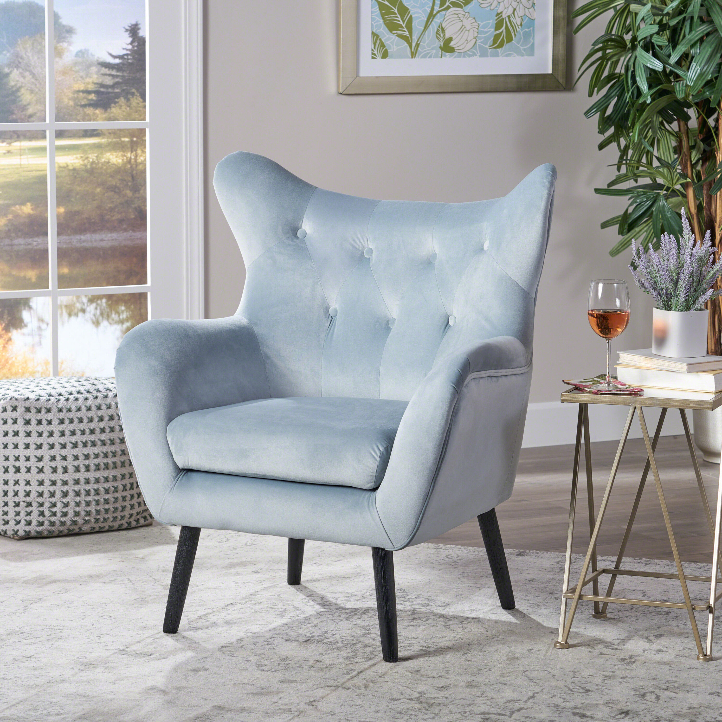 Light grey wingback discount chair