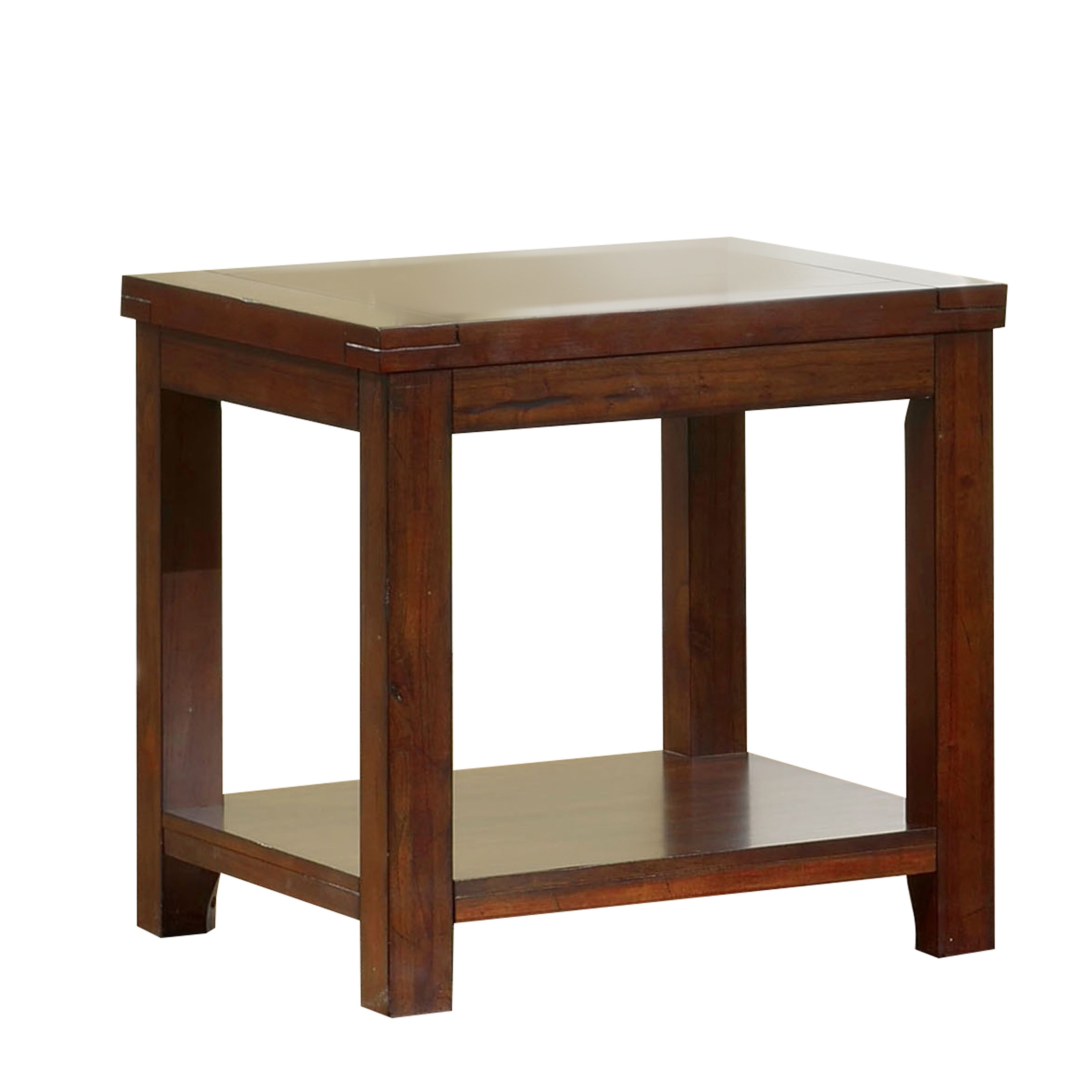 Fayette 23.5-in W x 24-in H Dark Cherry Wood Farmhouse End Table with Storage Assembly Required in Brown | - Furniture of America IDF-4107E