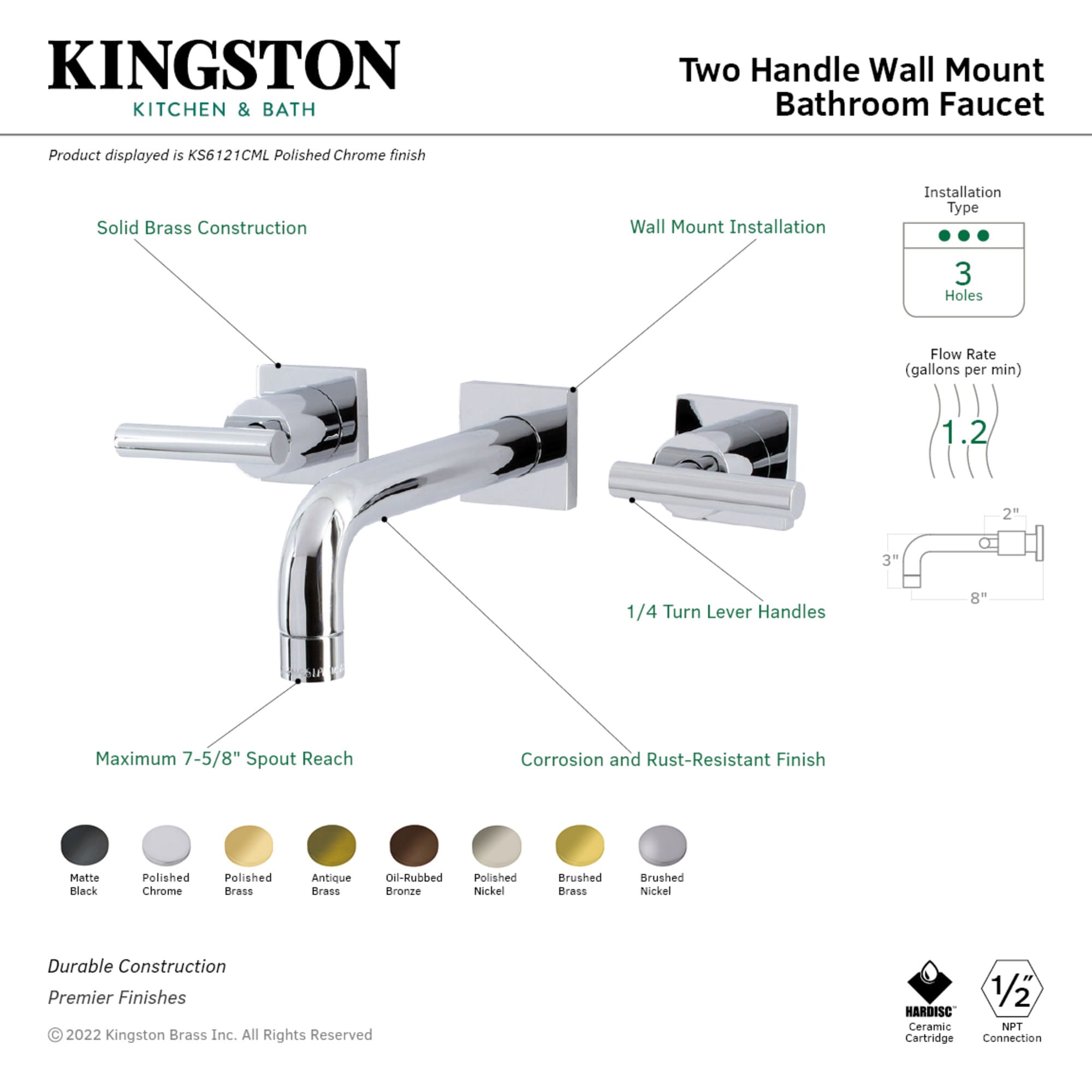 Kingston Brass WLKS6123CML Lavatory-Faucets - View #3