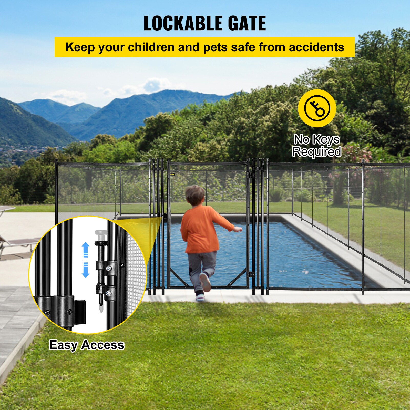 Goplus 4-ft x 12-ft Black Aluminum Mesh Pool Safety Barrier Panel