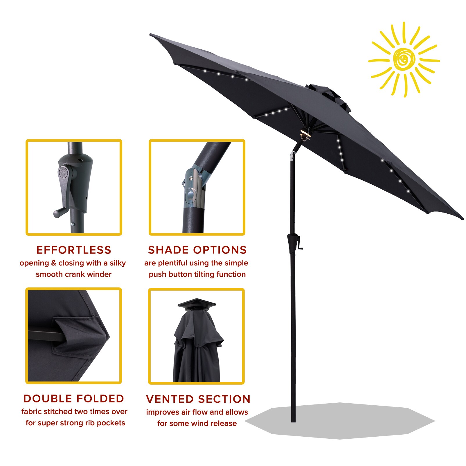 FLAME&SHADE Patio Umbrellas #CFSLED11ANTHRACITE - 2