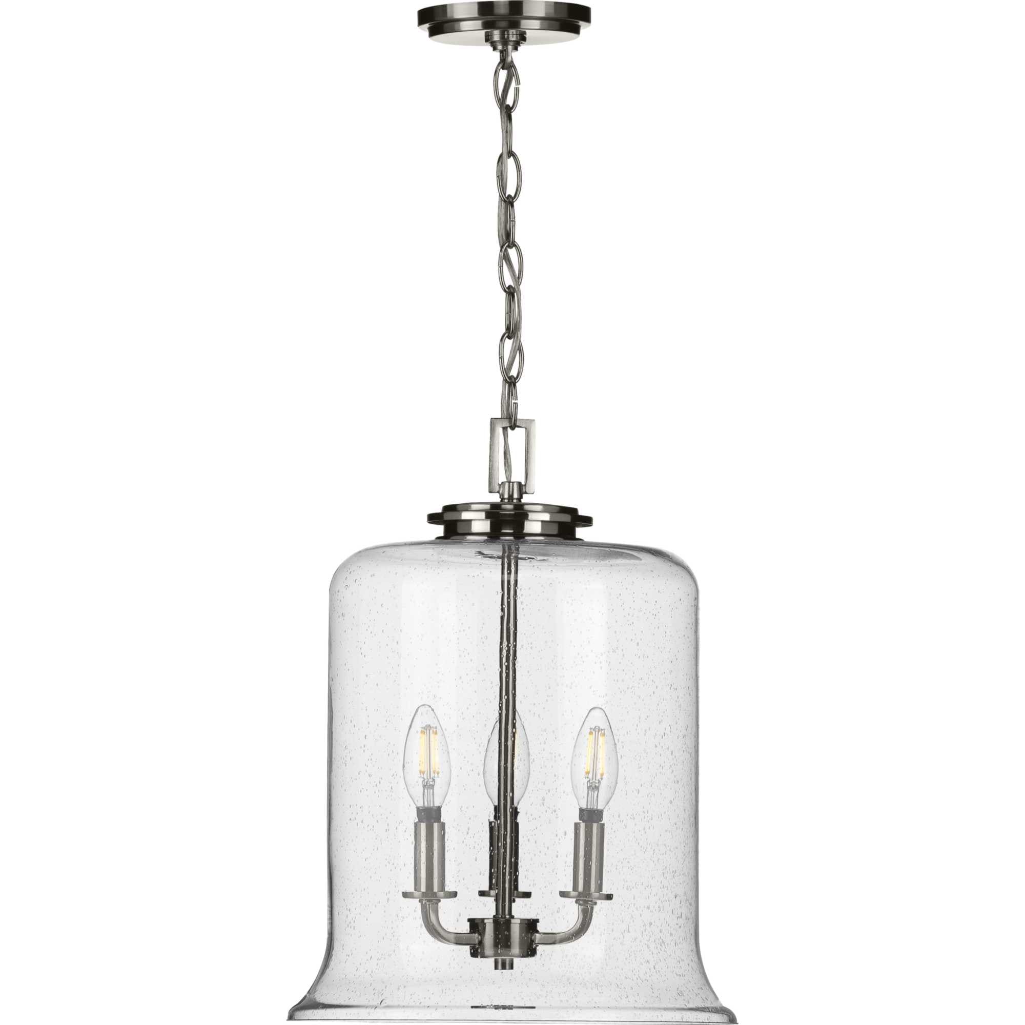 Winslett Brushed Nickel 17" Pendant with Seeded Glass Shade