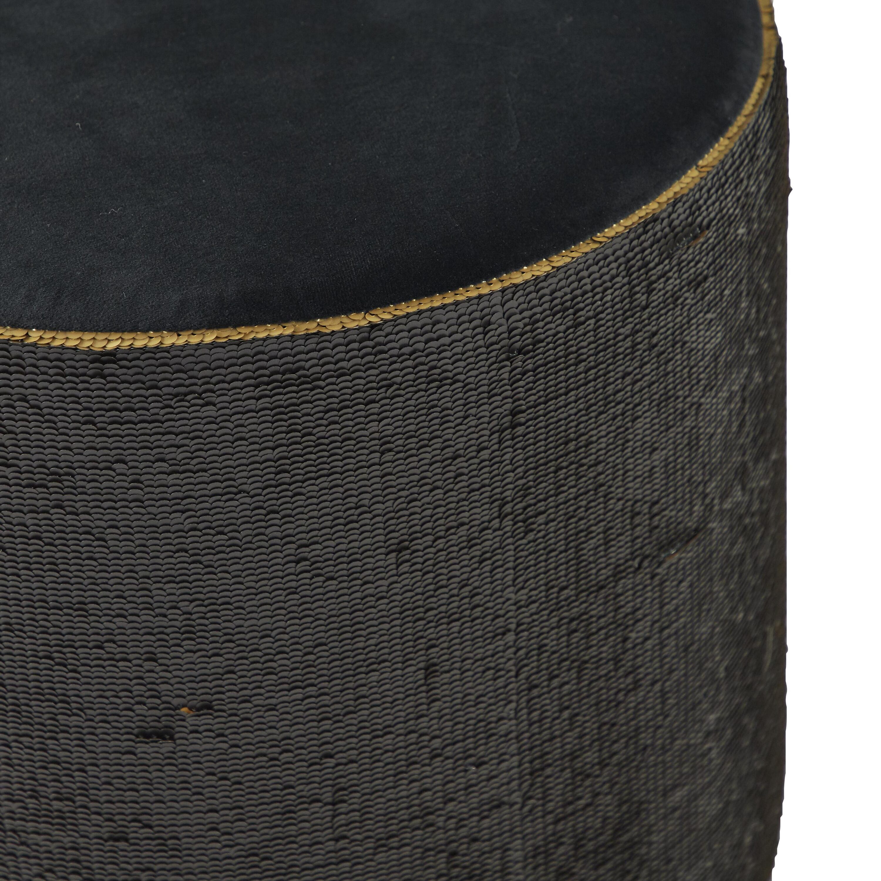 Elegant Gold and Black Sequined 18'' Round Contemporary Stool