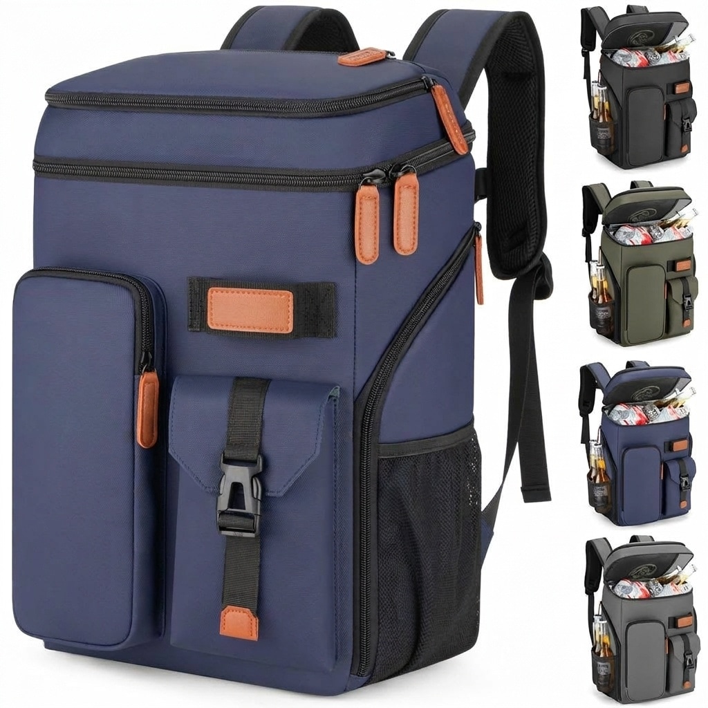 AKSCYZM -  Insulated Cooler Backpack Double Deck Leakproof Bag Holds 33 Can Large Capacity Lightw...