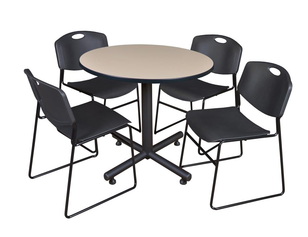 Regency TKB42RNDBE44BK Breakroom Off-White 4-Person Training Table (42-in W x 29-in H)