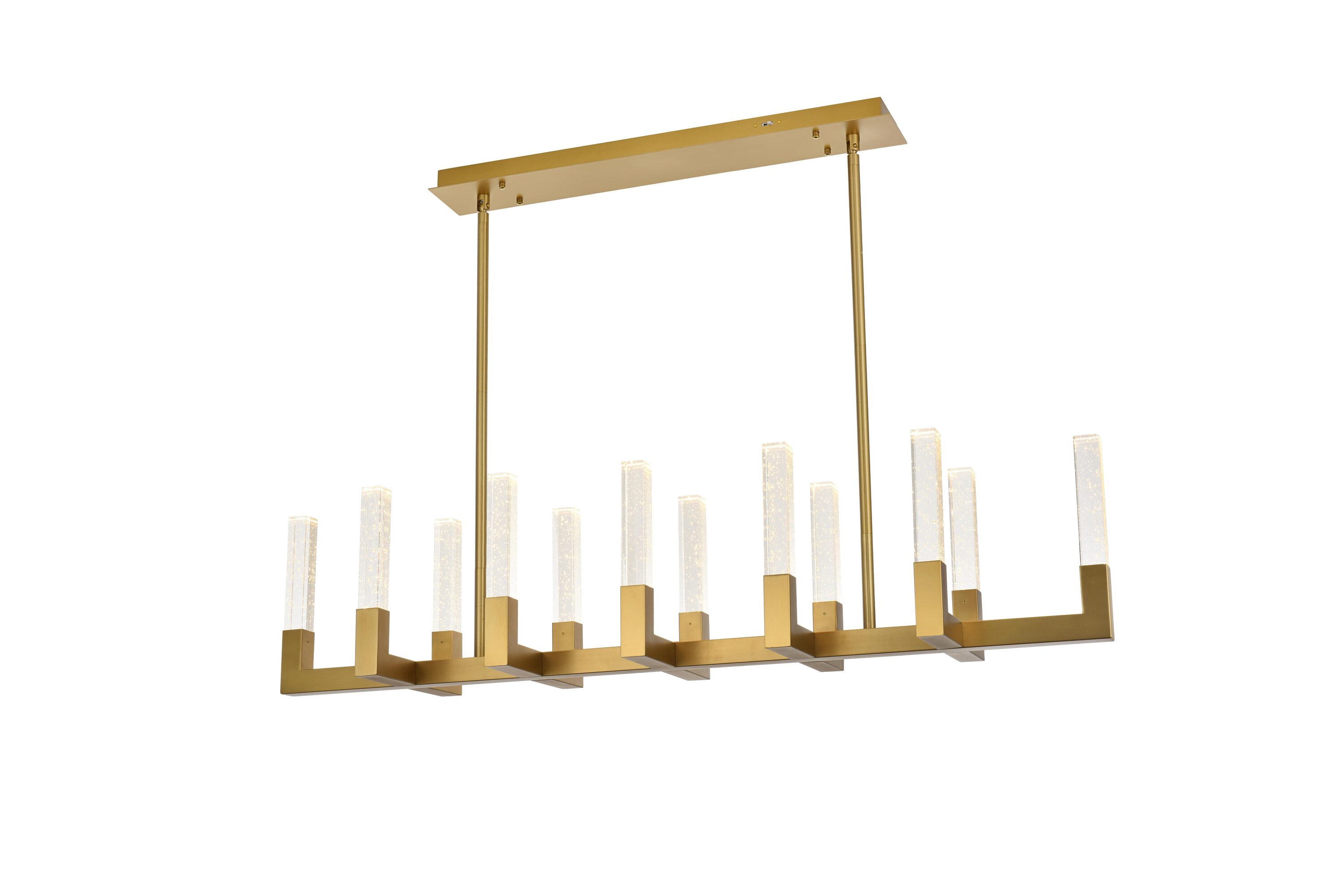 Noemi 51-Inch Satin Gold LED Crystal Island Pendant Light