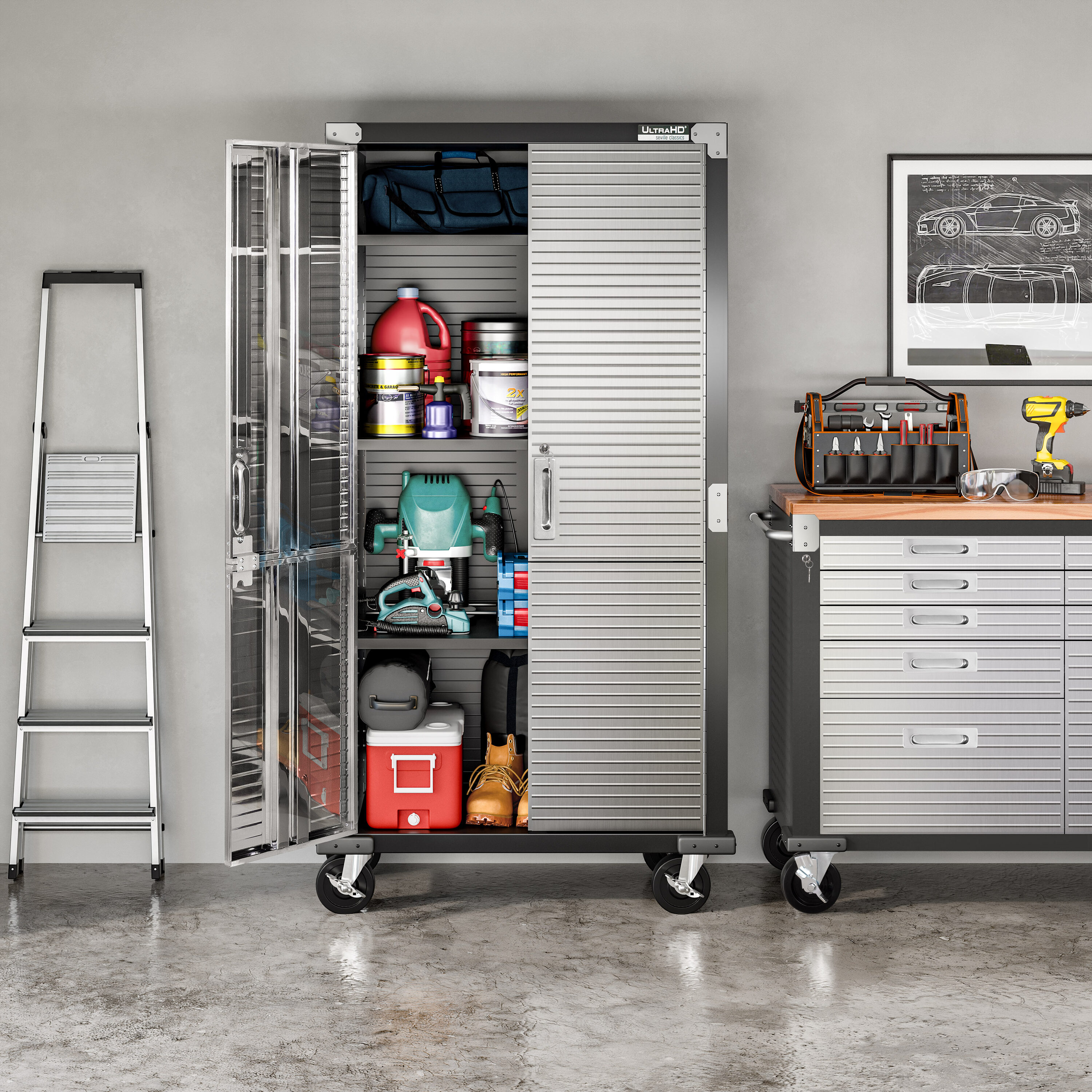 HESSE　チェスト付きローデス Seville Classics UltraHD Rolling Storage Cabinet 36-in W x 18-in D