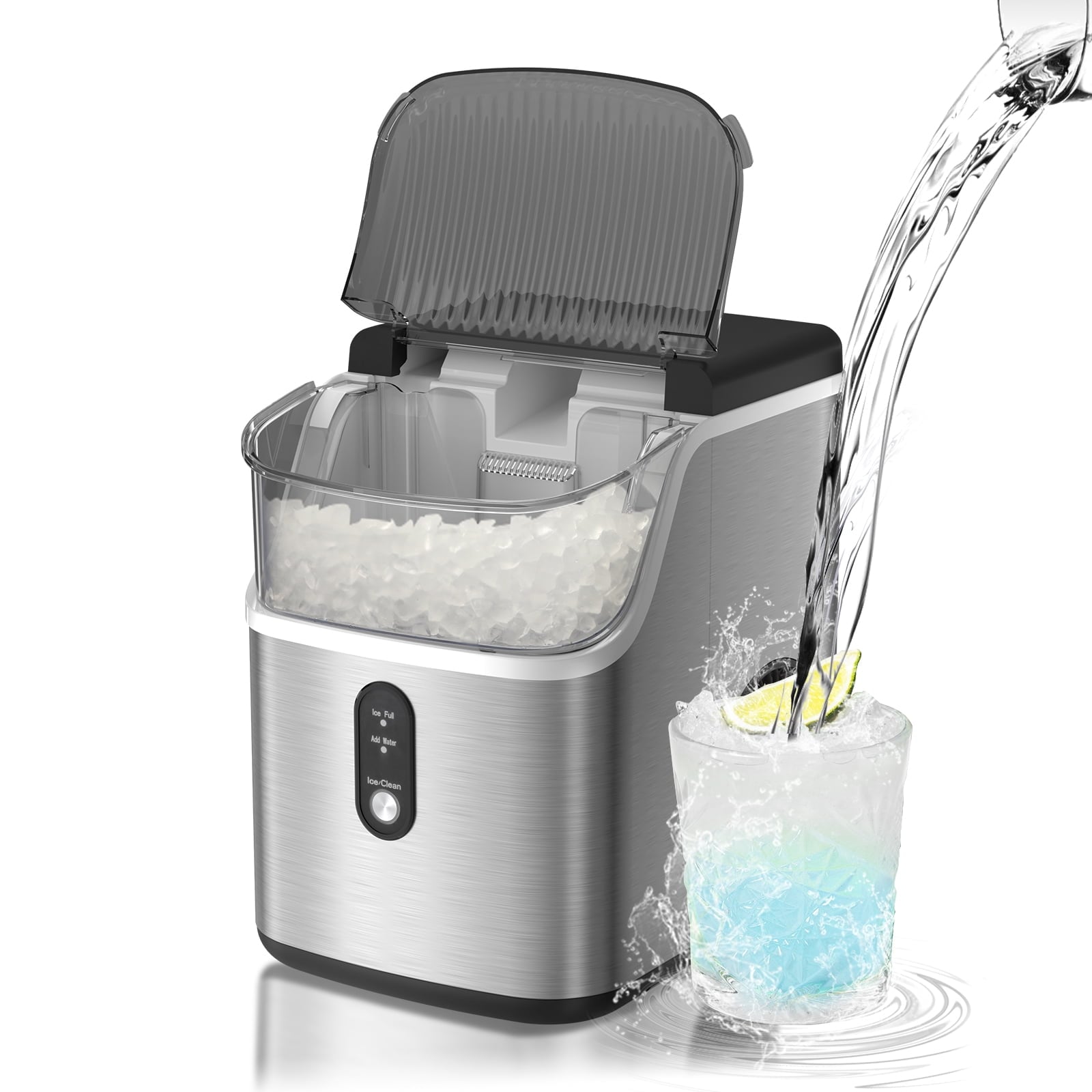 33-lb Countertop or Portable Nugget Ice Maker (Silver Stainless Steel) | - COWSAR LSZ5815NB