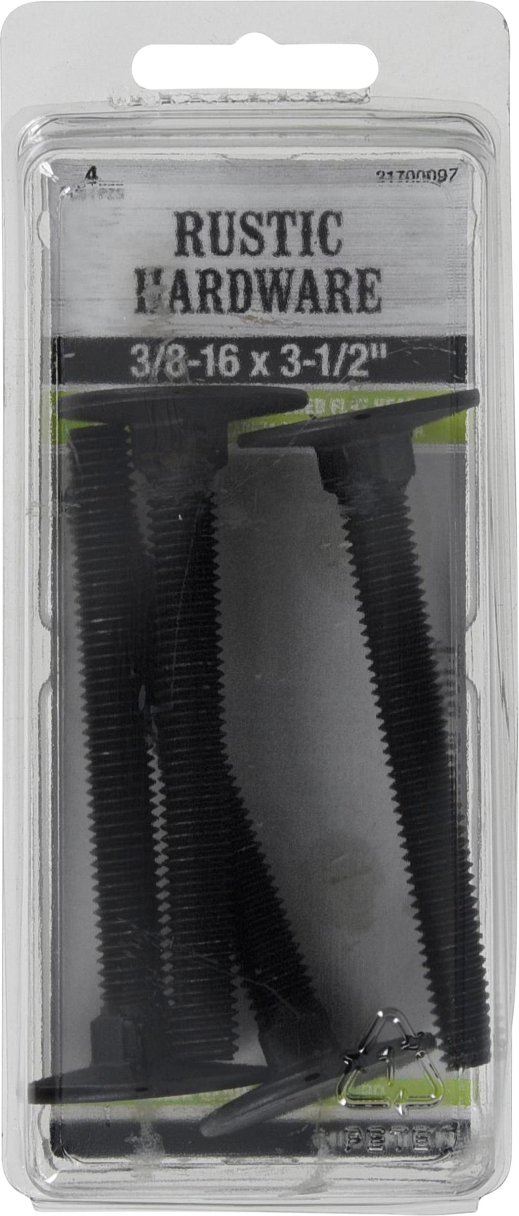 Hillman 21700097 3/8-in x 3-1/2-in Black oxide Coarse Thread Interior Carriage Bolt 4 -Count
