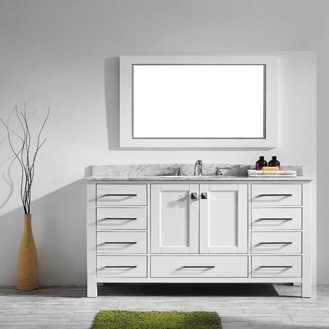 Eviva Aberdeen 60-in White Undermount Single Sink Bathroom Vanity with ...