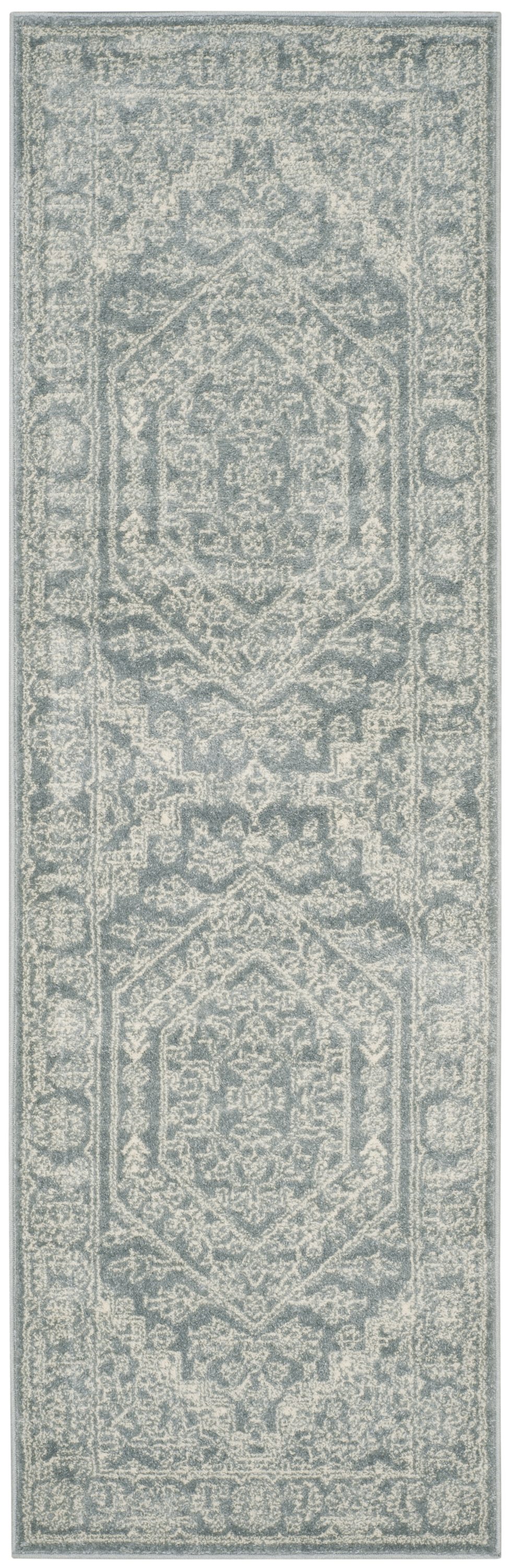 Safavieh ADR108T-28 Adirondack Herati 3 x 8 (ft) Loomed Polypropylene Slate/Ivory Rectangular Indoor Lodge Runner rug