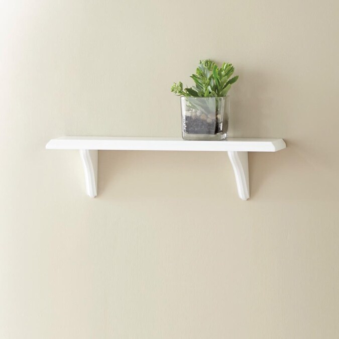 Style Selections White 18 In L X 5 D Bracket Shelf The Wall Mounted Shelving Department At Com - White Wall Shelves With Brackets