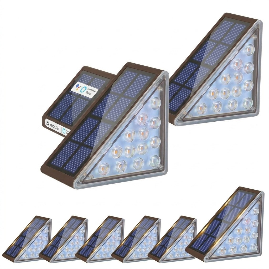 Aoibox  Solar Outdoor Step Stair Deck Porch Patio Brown Finish Light IP67 Waterproof 13 LED Warm White 6 Pack