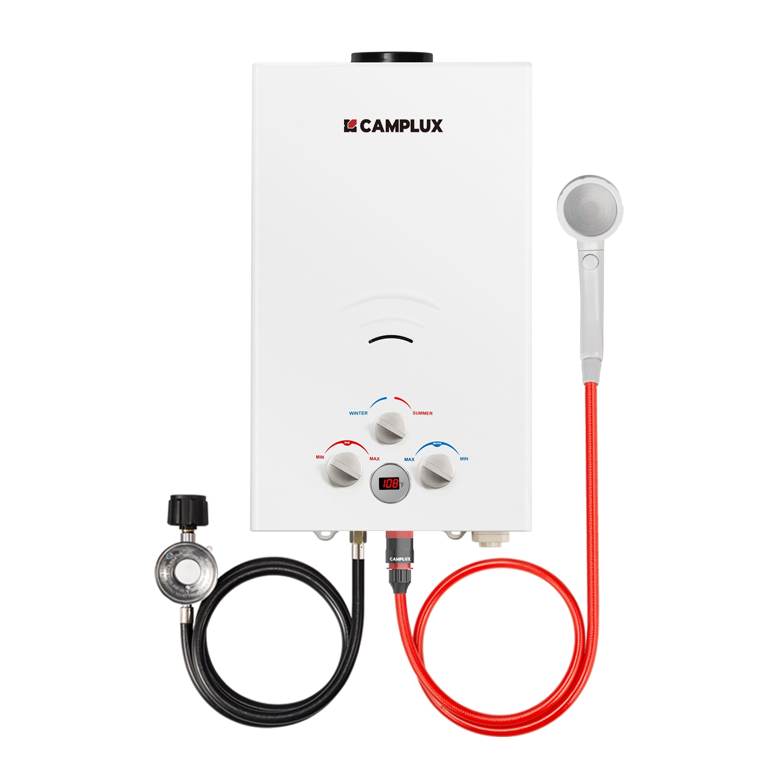 10L 2.64-GPM 68,000-BTU Outdoor Portable Liquid Propane Tankless Water Heater in White | - Camplux BW264-N