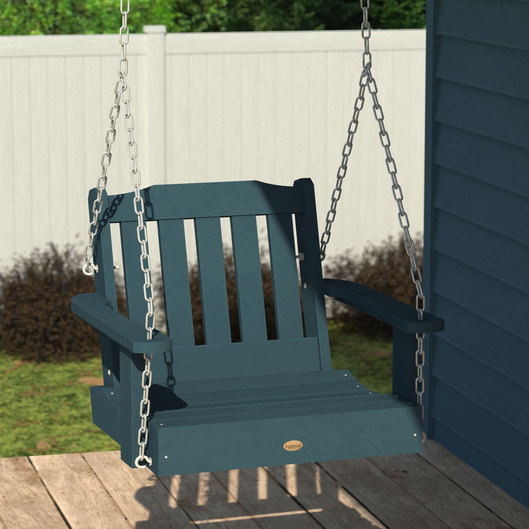 highwood AD-PORL3-NBE The Lehigh 1 -person Nantucket Blue Recycled plastic Outdoor Swing