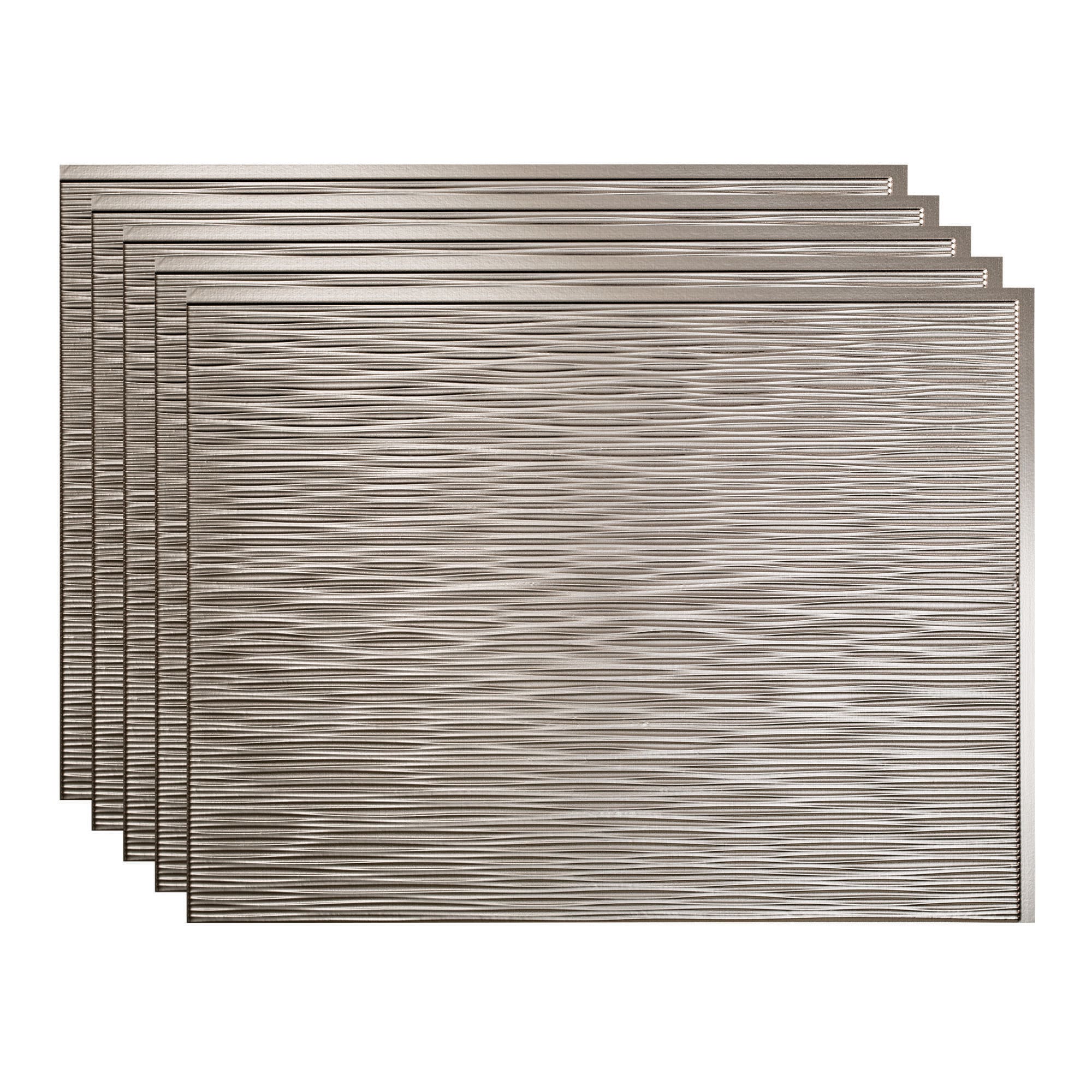 Fasade PB6229 Ripple 18.25-in x 24.25-in Vinyl Brushed Nickel Backsplash Panels 5.0 -Pack