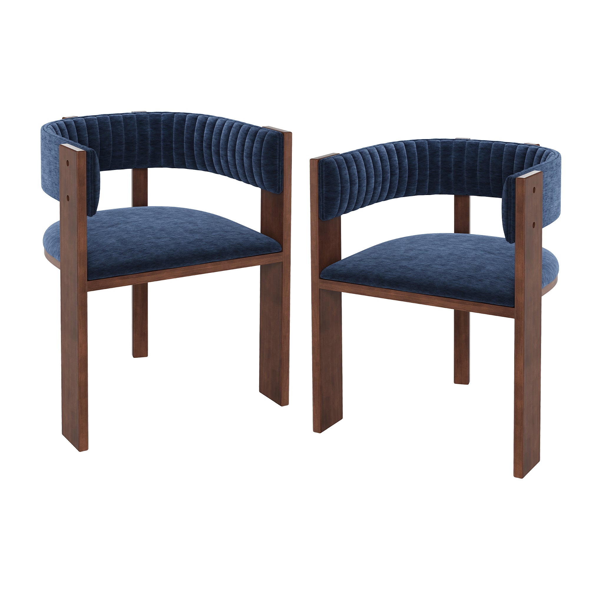 Boyel Living BLWCWS6198-BL Blue Fabric Dining Chairs with Curved Back (Set of 2)