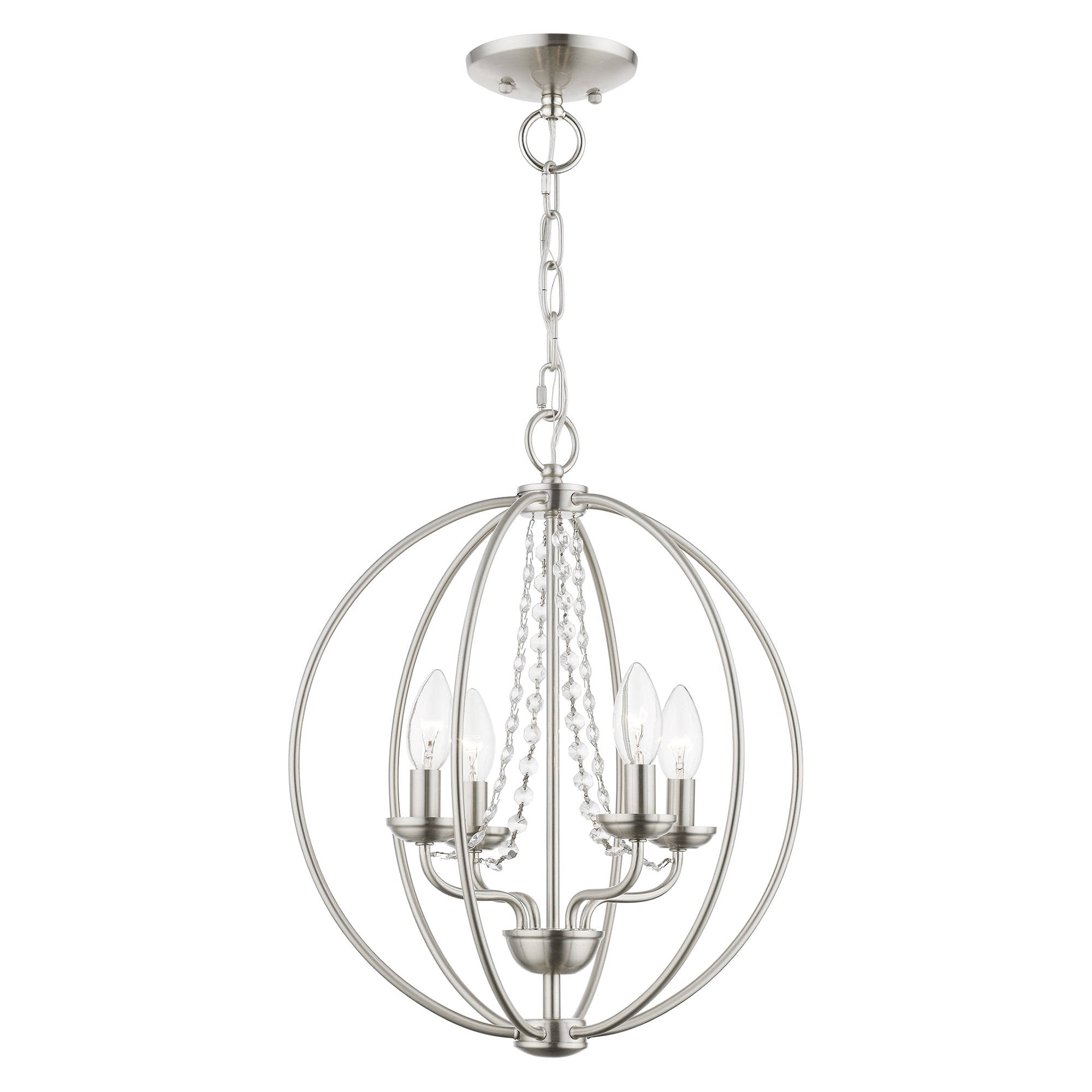 Arabella Brushed Nickel and Crystal 4-Light Chandelier