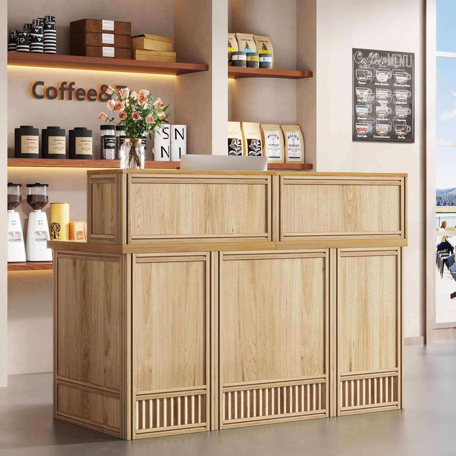 Tribesigns 57 inshes Reception Desk with Counter Modern Front Desk with ...