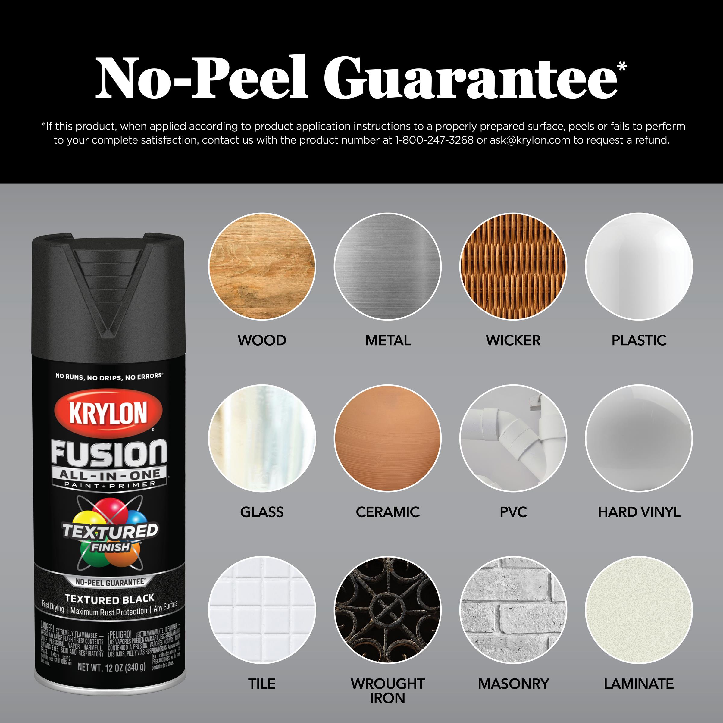 Krylon K02776007 Fusion All-In-One Spray Paint for Indoor/Outdoor Use,  Textured Black 12 Ounce (Pack of 1)