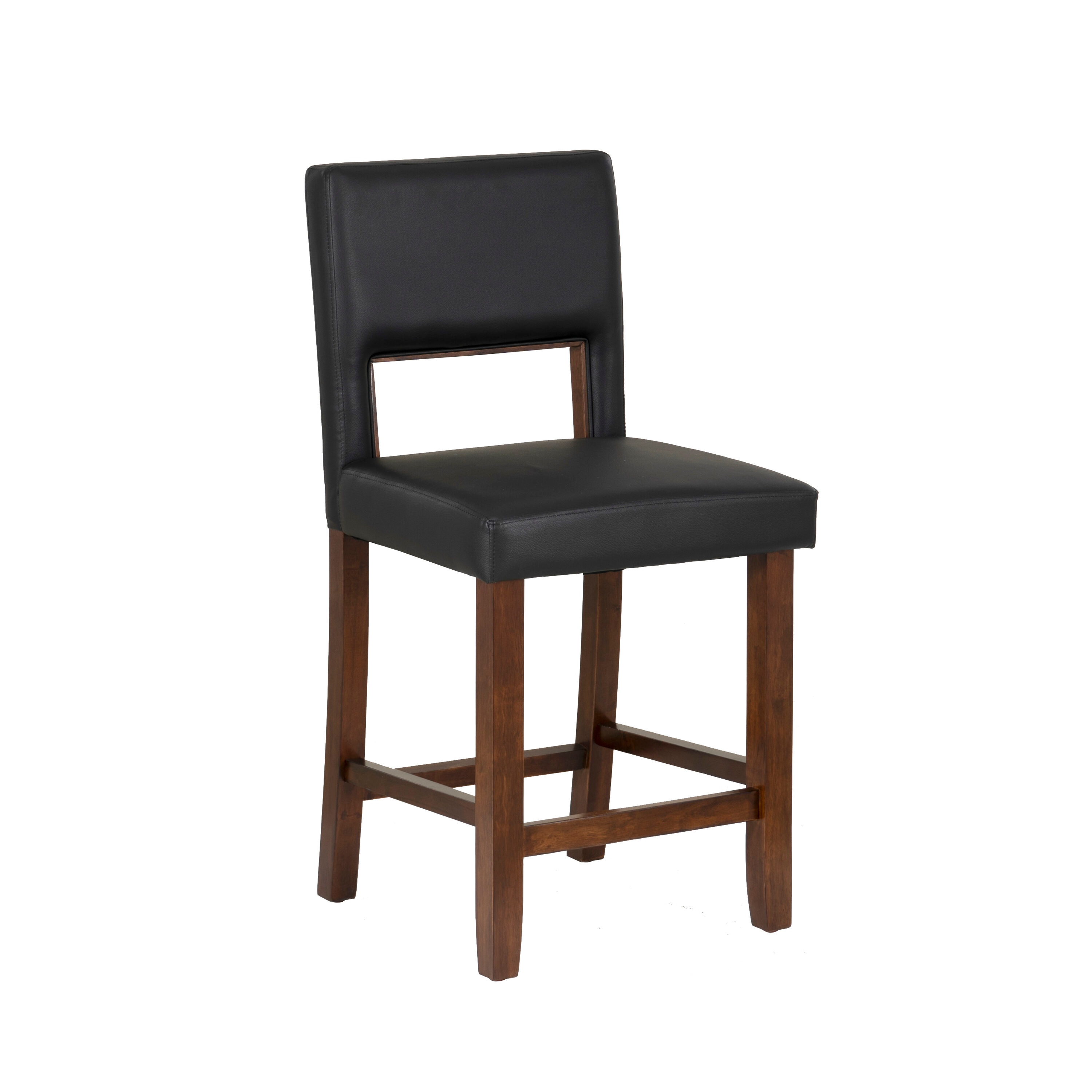 Linon CS335ESPBLK01U Espresso black 24.5-in H Counter height Upholstered Wood Bar Stool