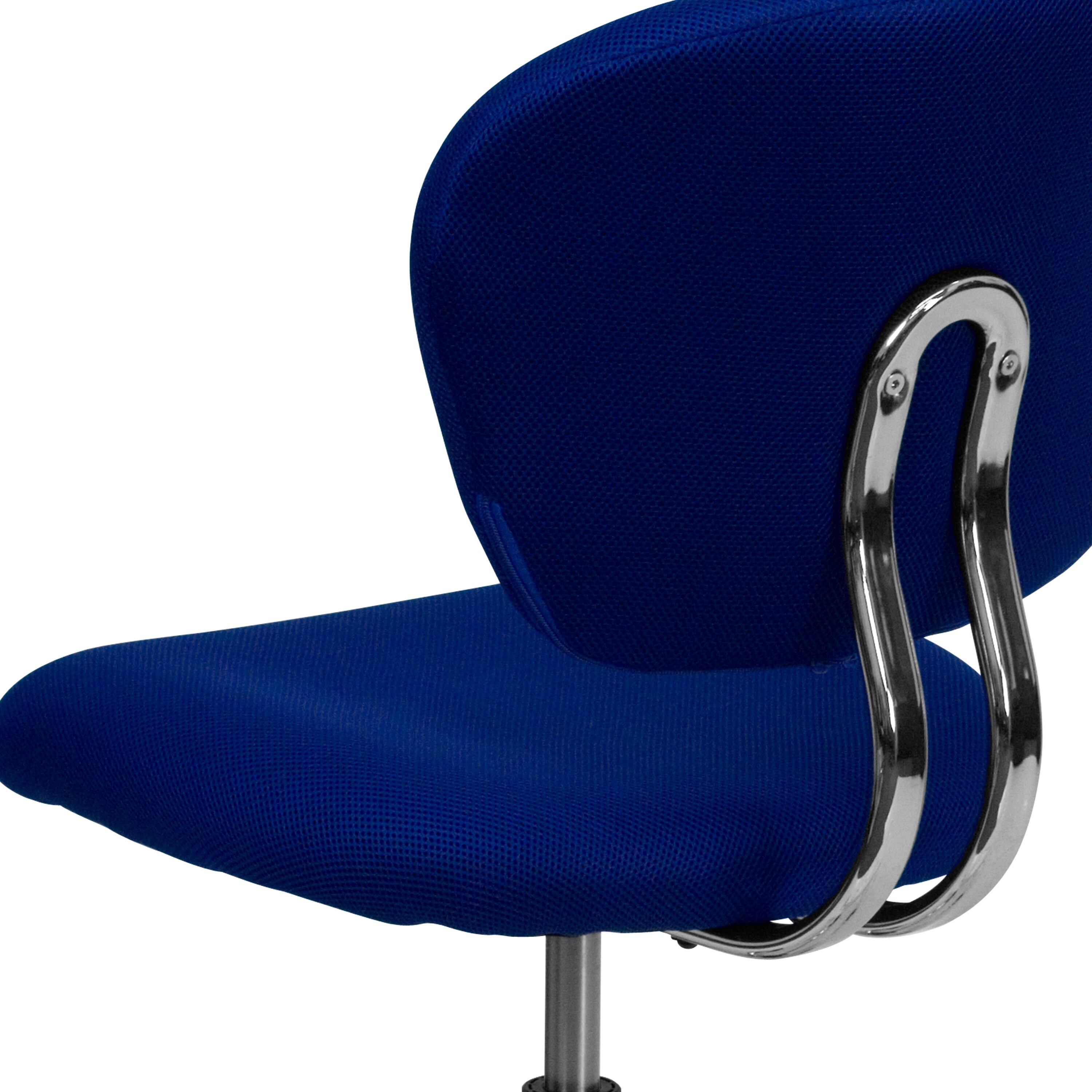 Blue Mesh Mid-Back Swivel Task Chair with Chrome Base