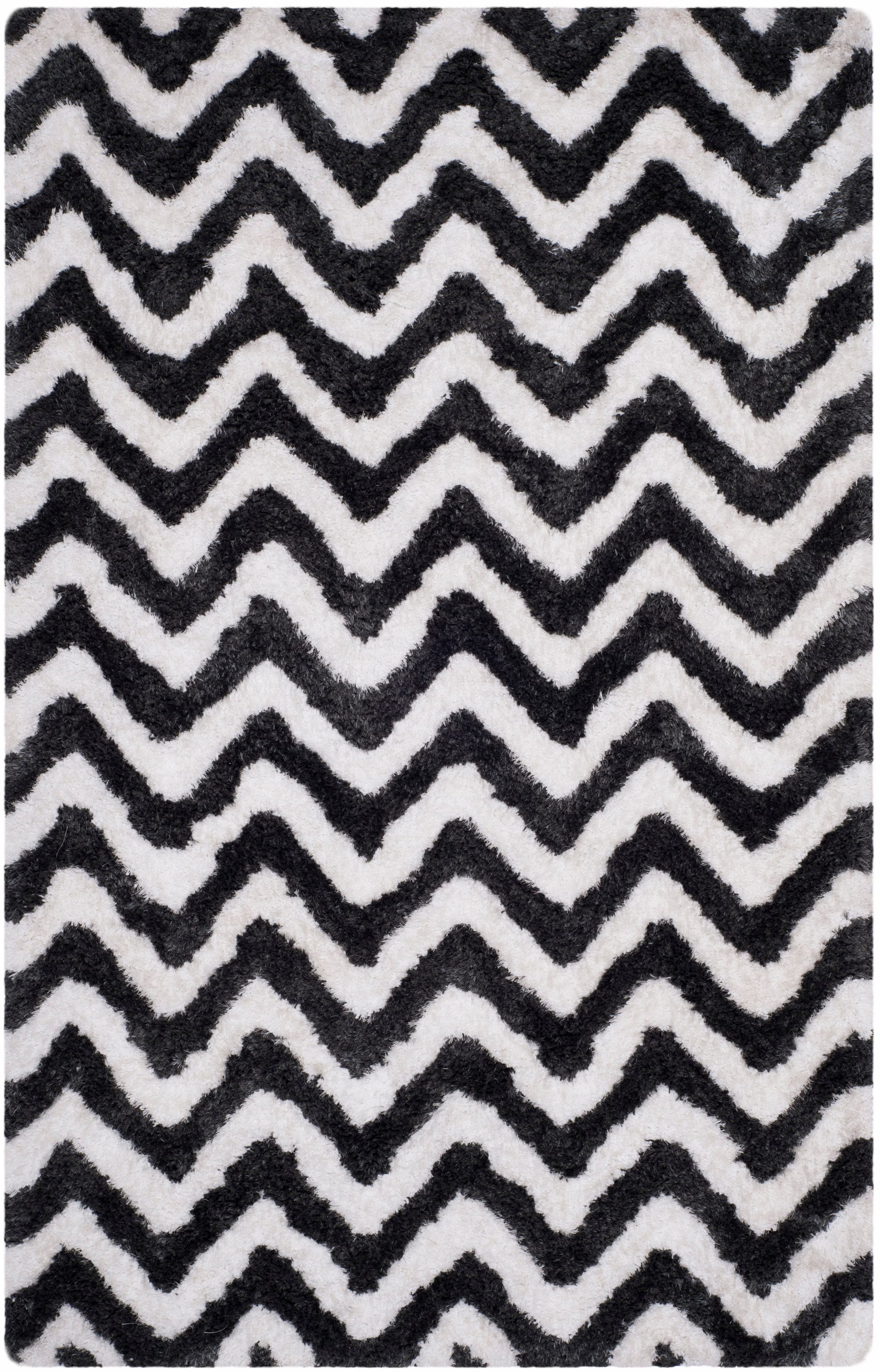 Safavieh BSG320D-5 Barcelona Beit Shag 5 x 8 (ft) Tufted Synthetic Graphite/Ivory Rectangular Indoor Chevron Area rug